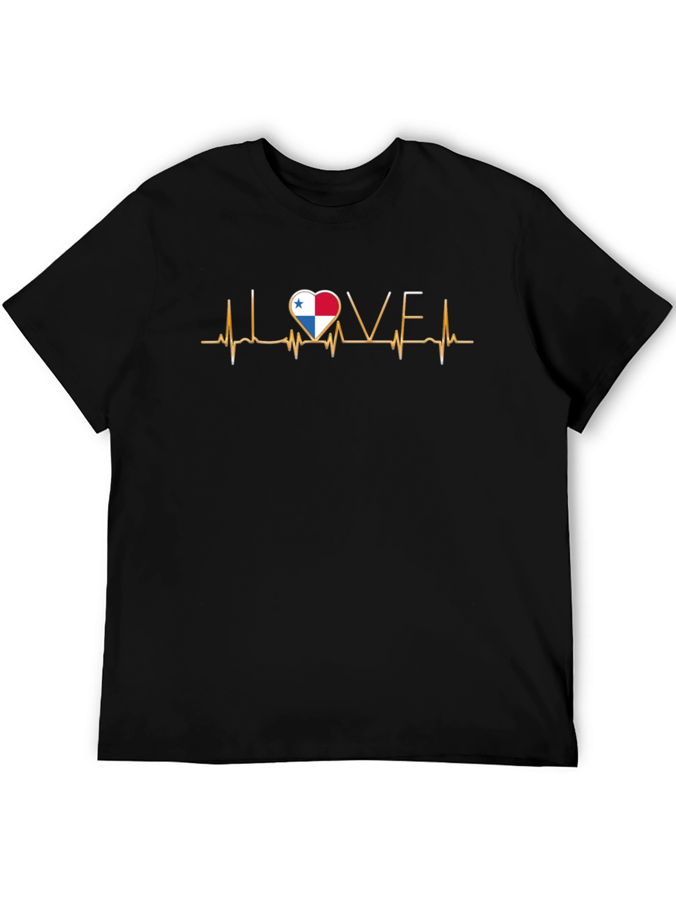 Panama Flag Heartbeat T-Shirt - I LOVE Panama