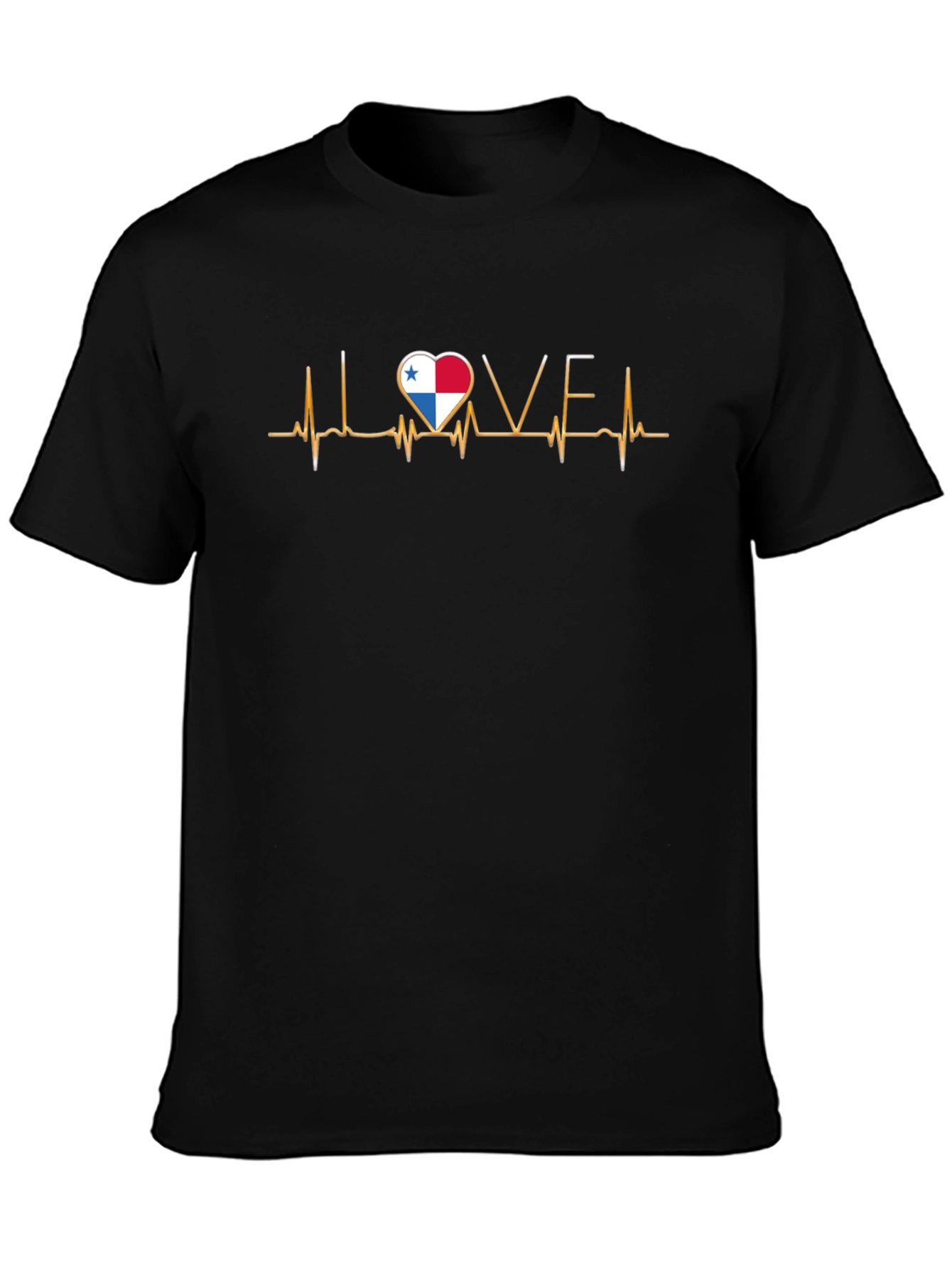 Panama Flag Heartbeat T-Shirt - I LOVE Panama