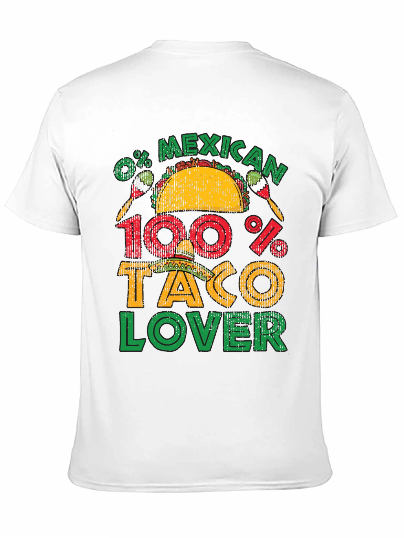 0% Mexican 100% Taco Lover Black Graphic T-Shirt