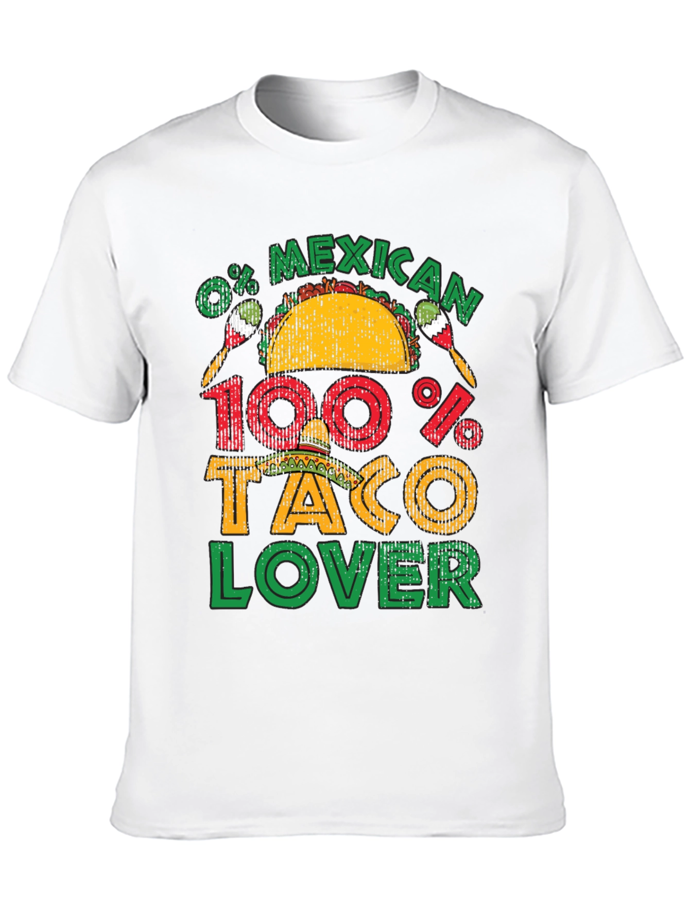 0% Mexican 100% Taco Lover Black Graphic T-Shirt