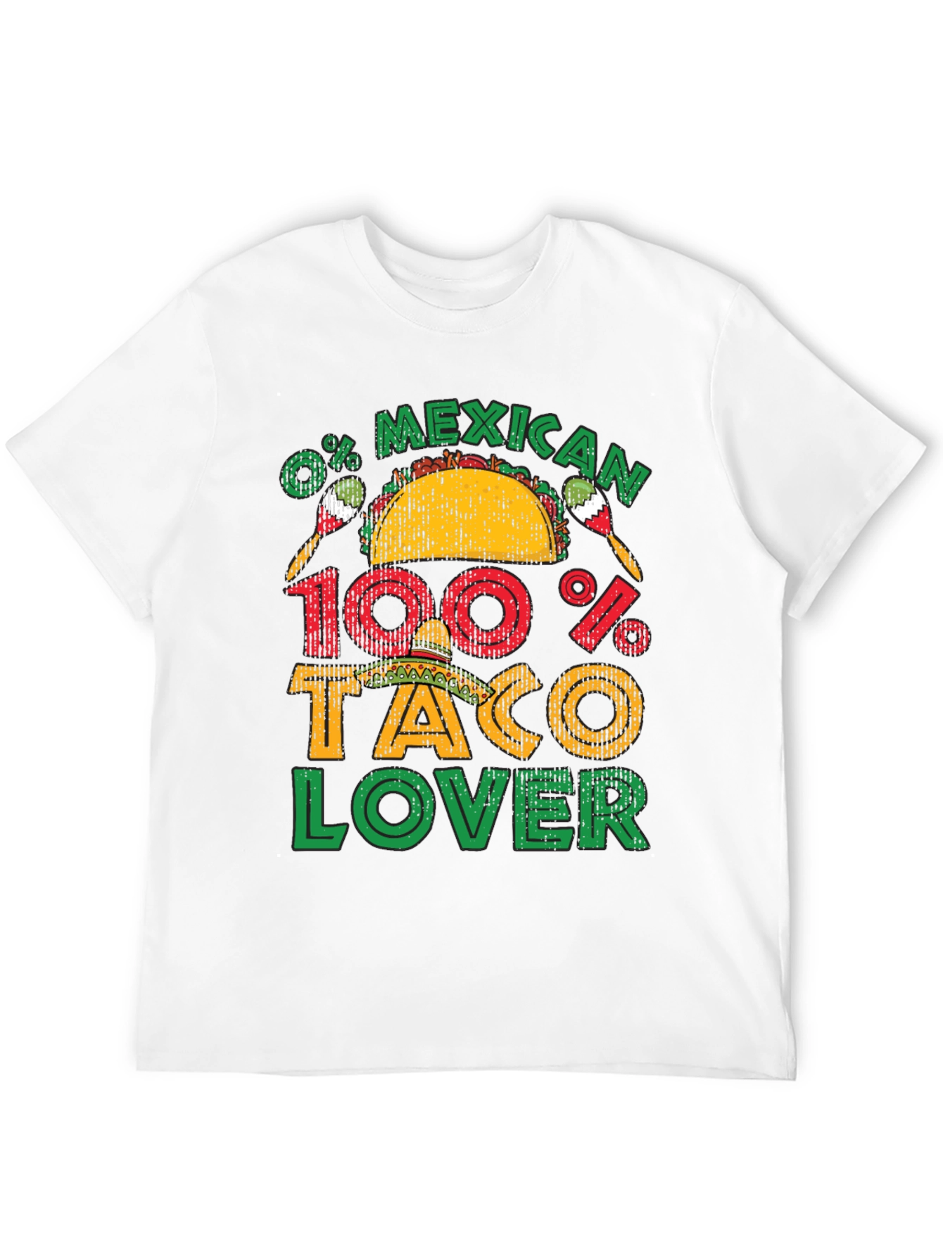 0% Mexican 100% Taco Lover Black Graphic T-Shirt