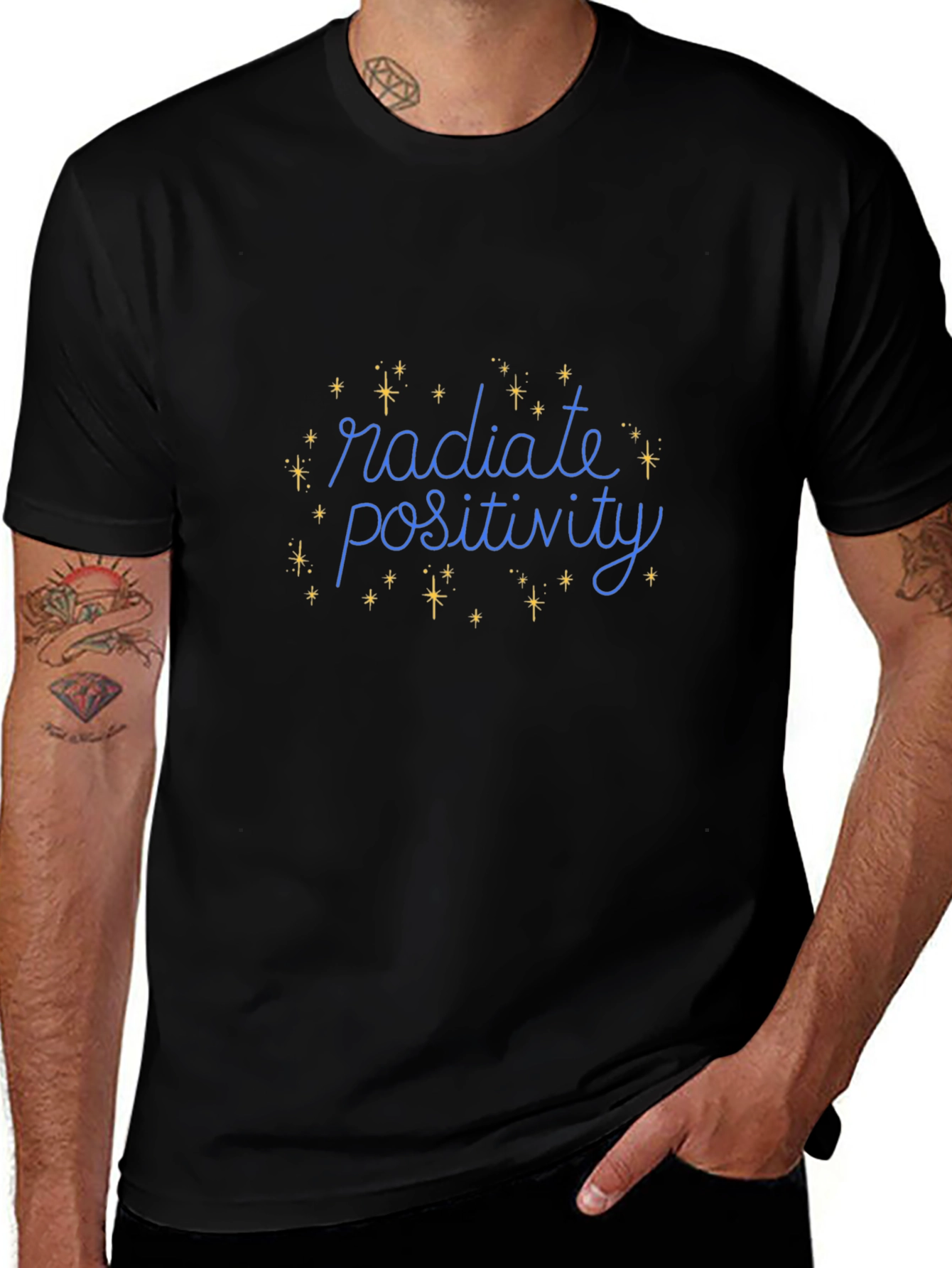 Radiate Positivity Black Graphic T-Shirt