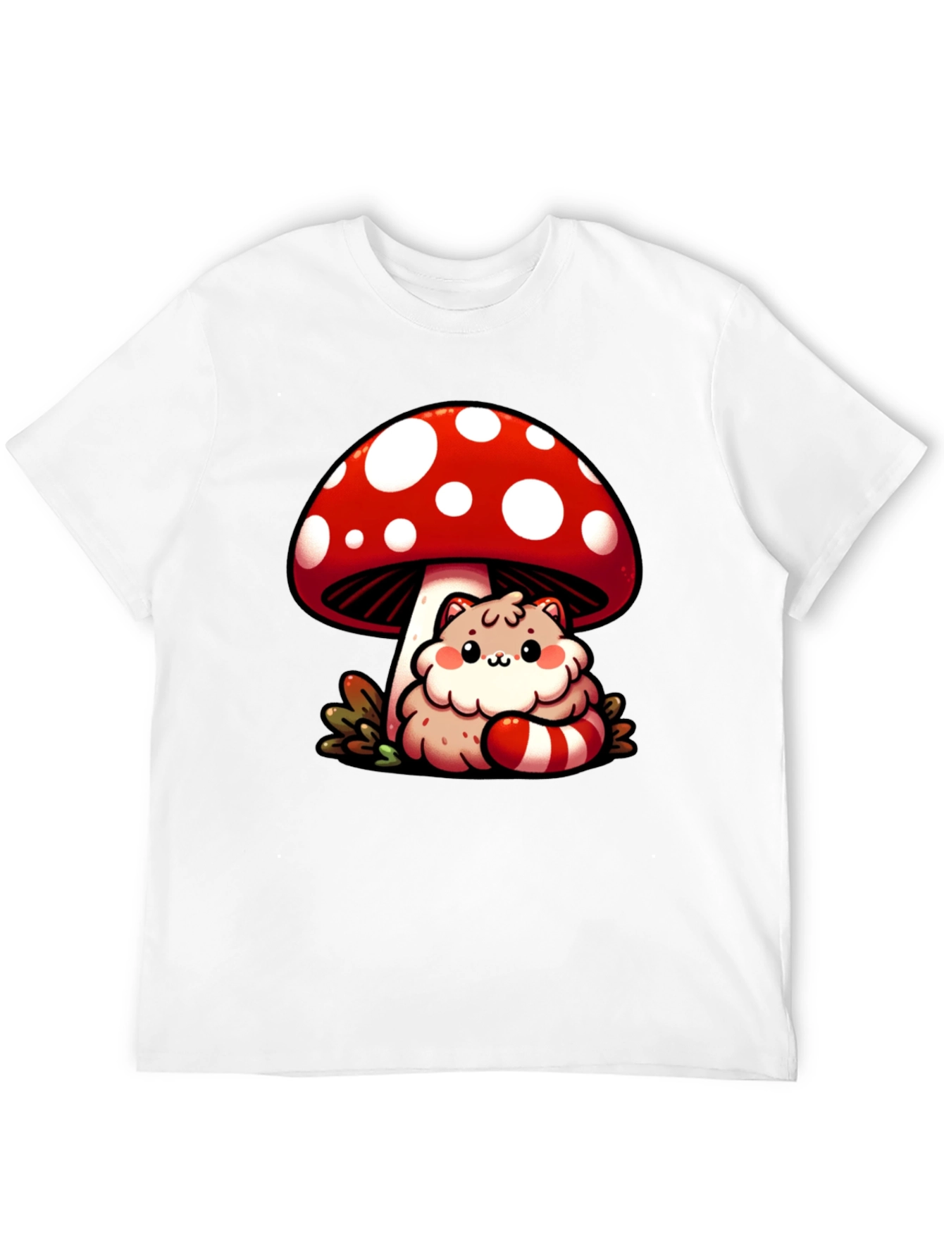 Mushroom Cat T-Shirt - Whimsical Graphic Tee