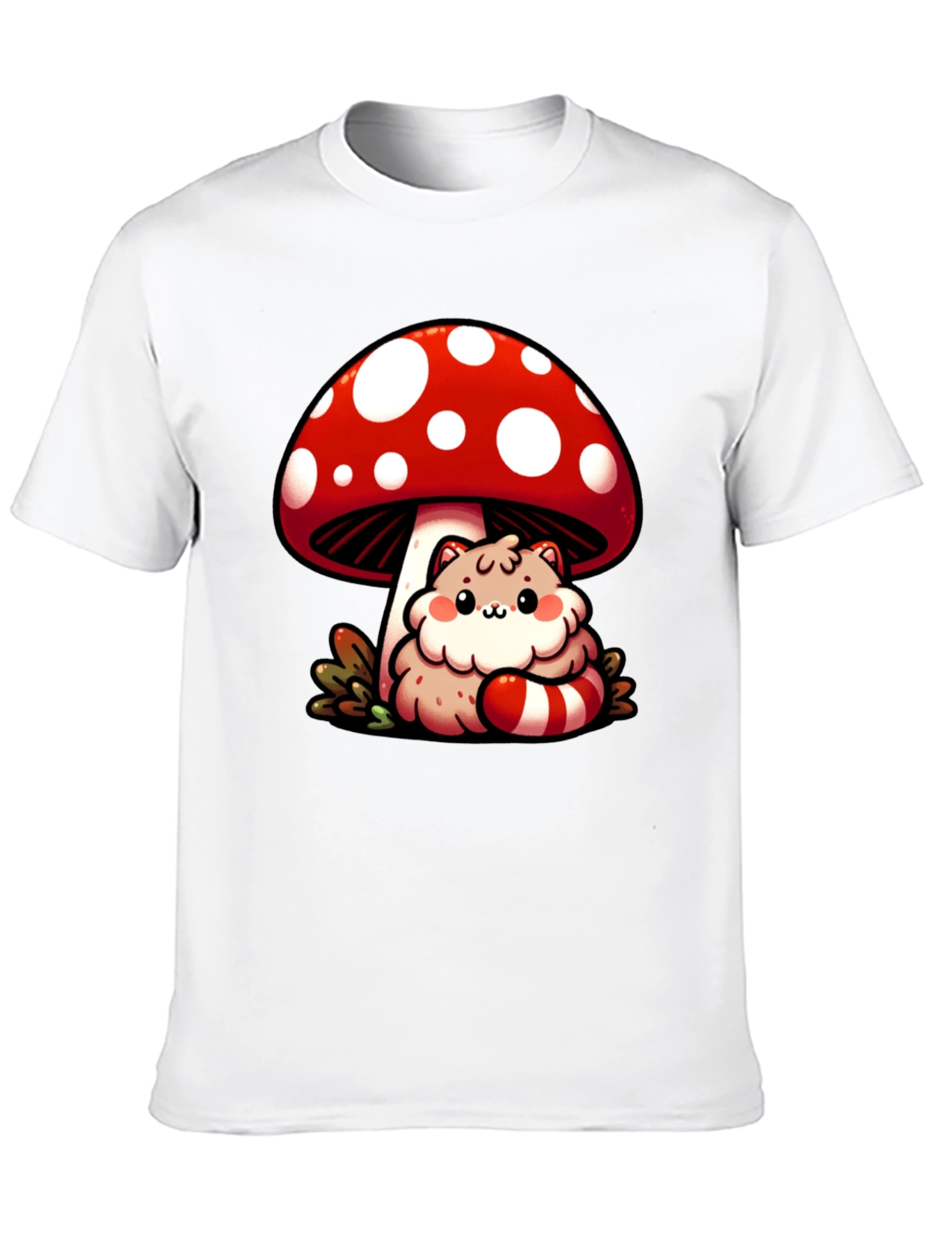 Mushroom Cat T-Shirt - Whimsical Graphic Tee