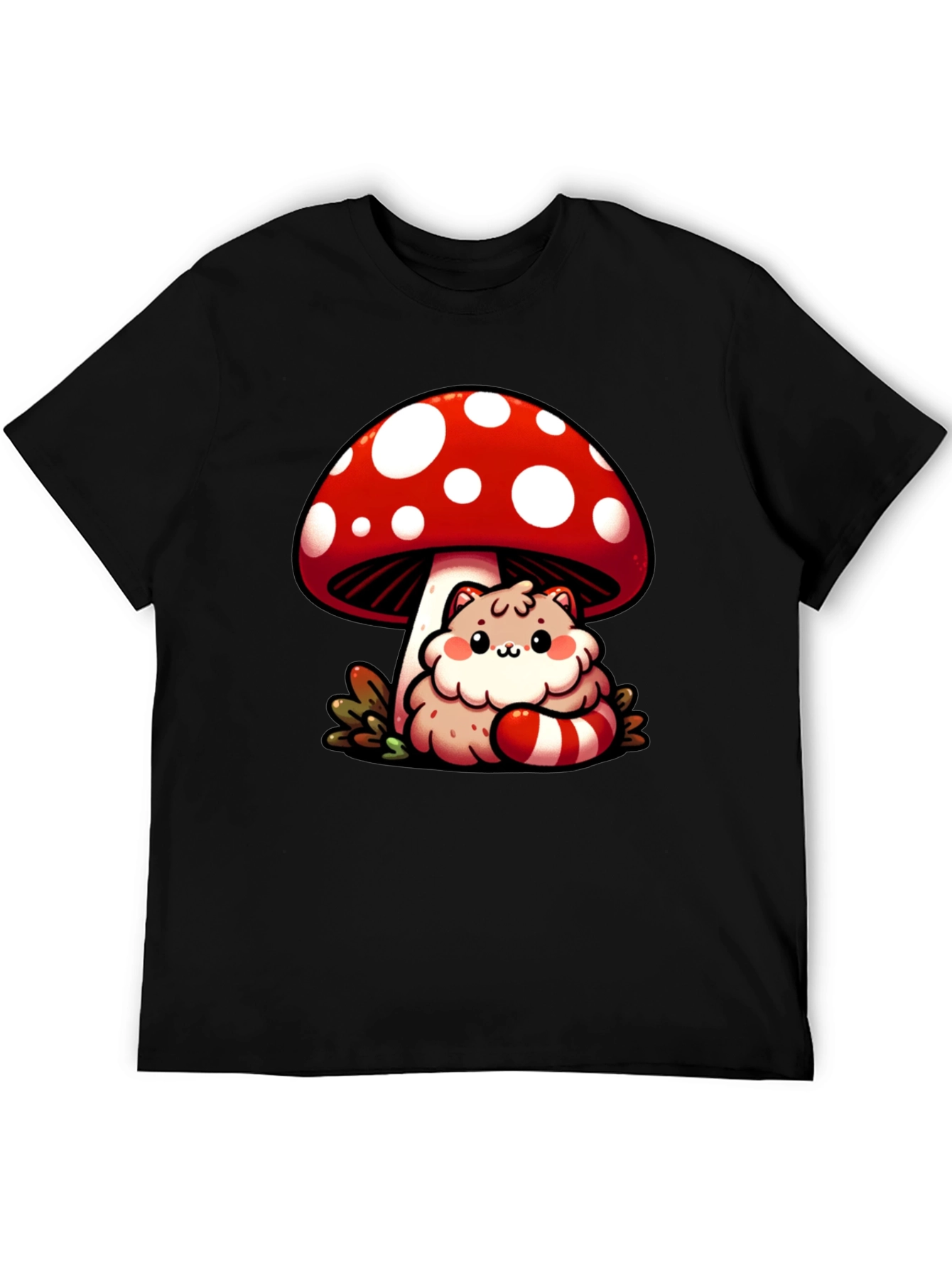 Mushroom Cat T-Shirt - Whimsical Graphic Tee