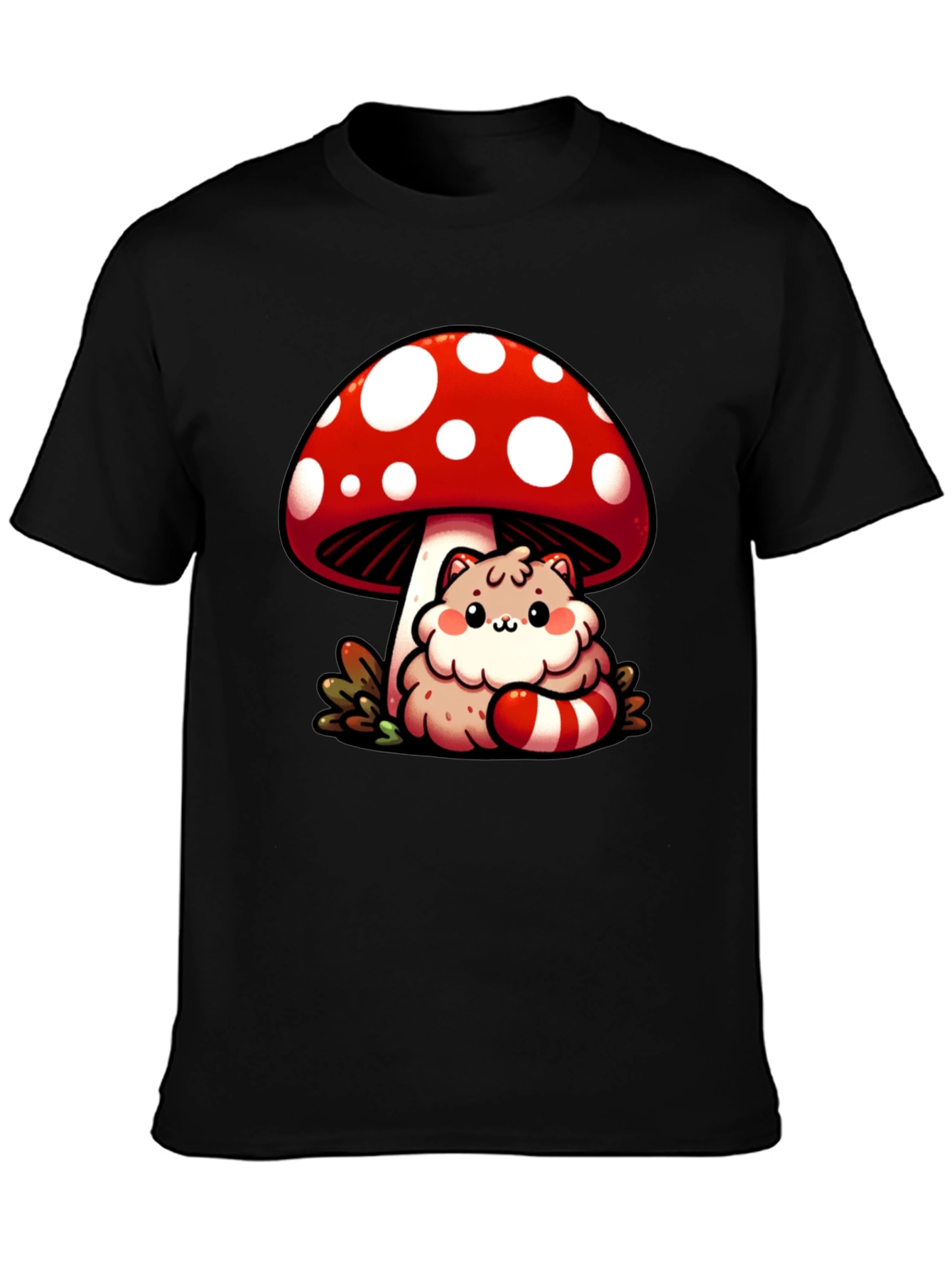 Mushroom Cat T-Shirt - Whimsical Graphic Tee