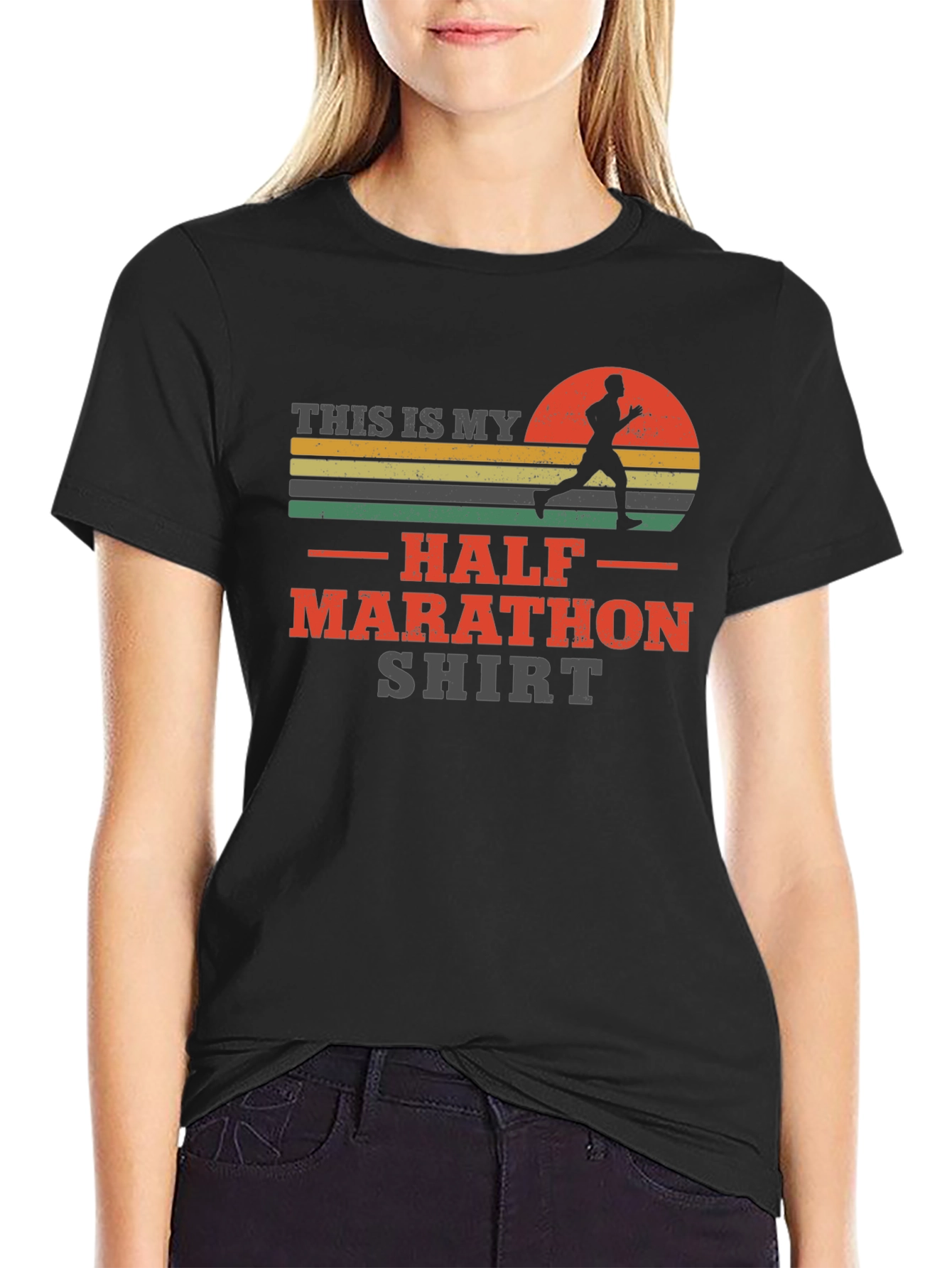 Half Marathon Runner T-Shirt - Mens Black Graphic Tee