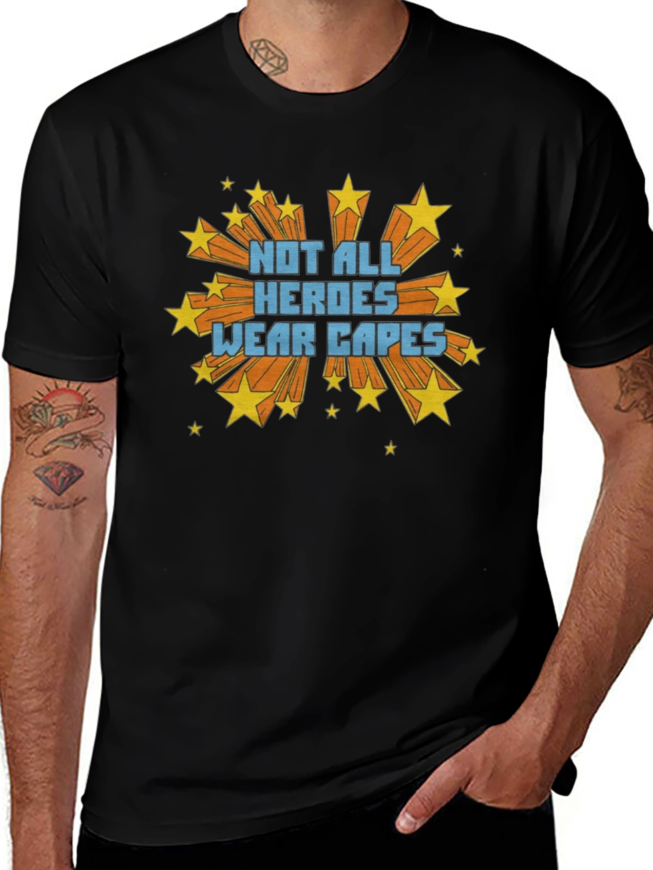 Not All Heroes Wear Capes Black Graphic Tee