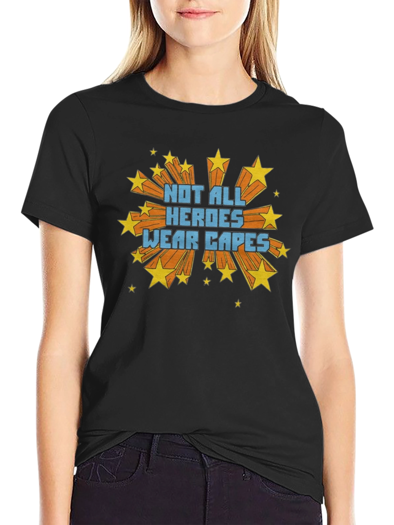 Not All Heroes Wear Capes Black Graphic Tee