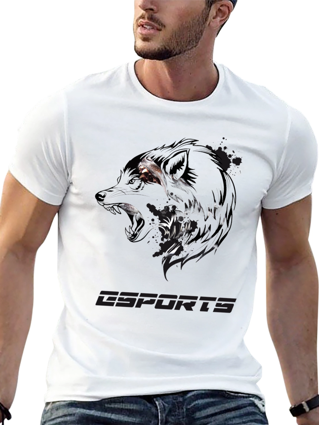 Esports Wolf Graphic Black T-Shirt