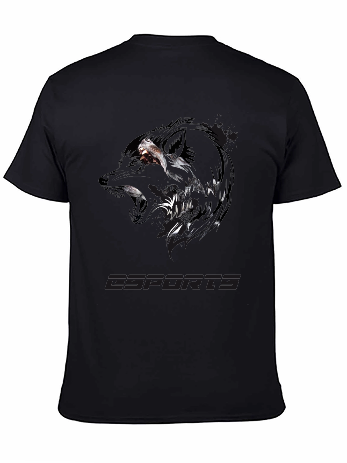 Esports Wolf Graphic Black T-Shirt