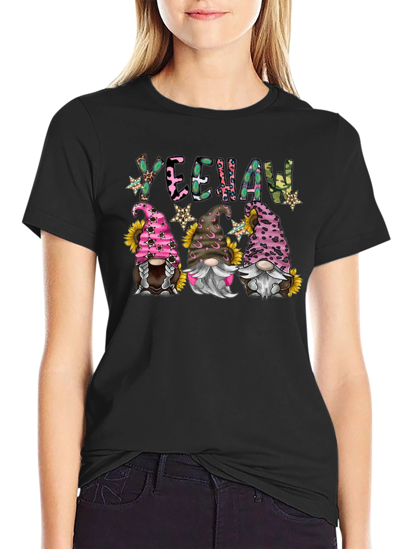 Yeehaw Gnomes Black Graphic Tee