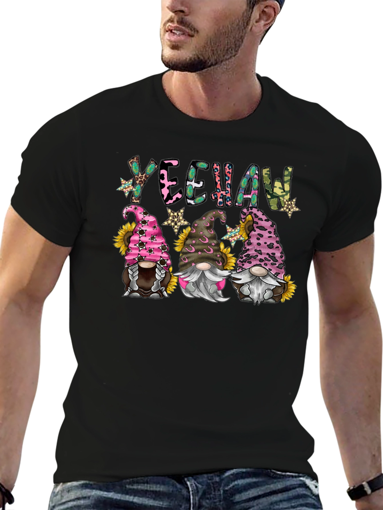 Yeehaw Gnomes Black Graphic Tee
