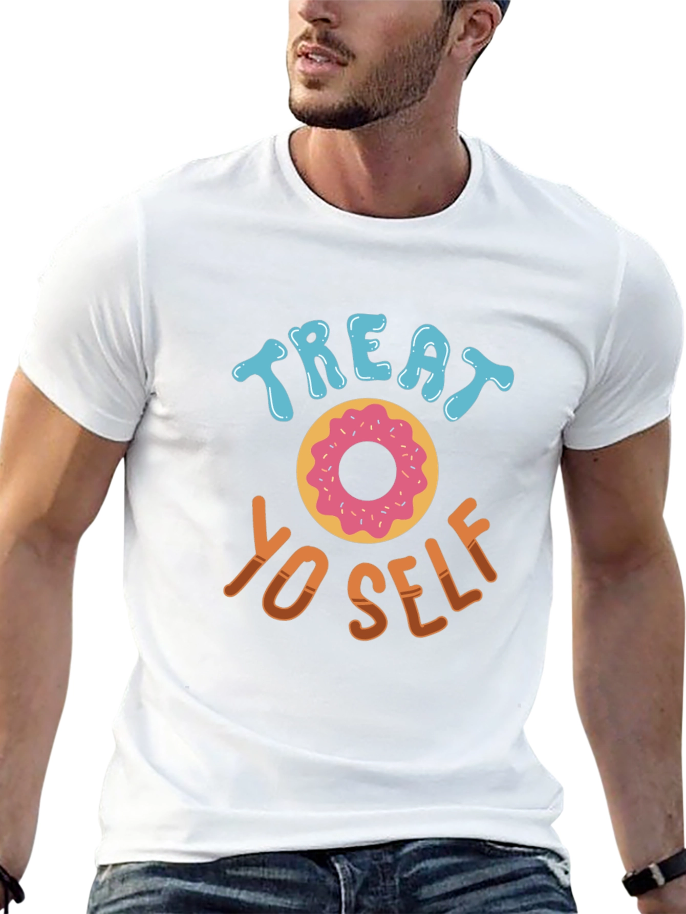 Treat Yo Self Doughnut T-Shirt - Black Casual Tee