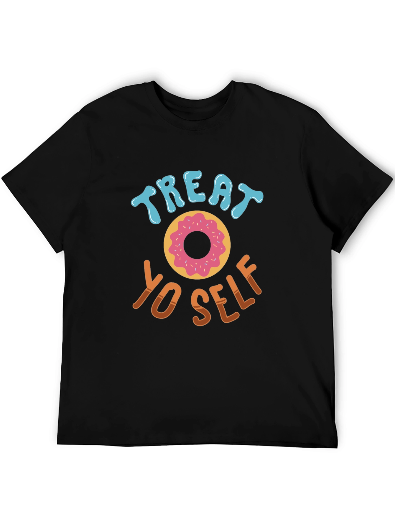 Treat Yo Self Doughnut T-Shirt - Black Casual Tee