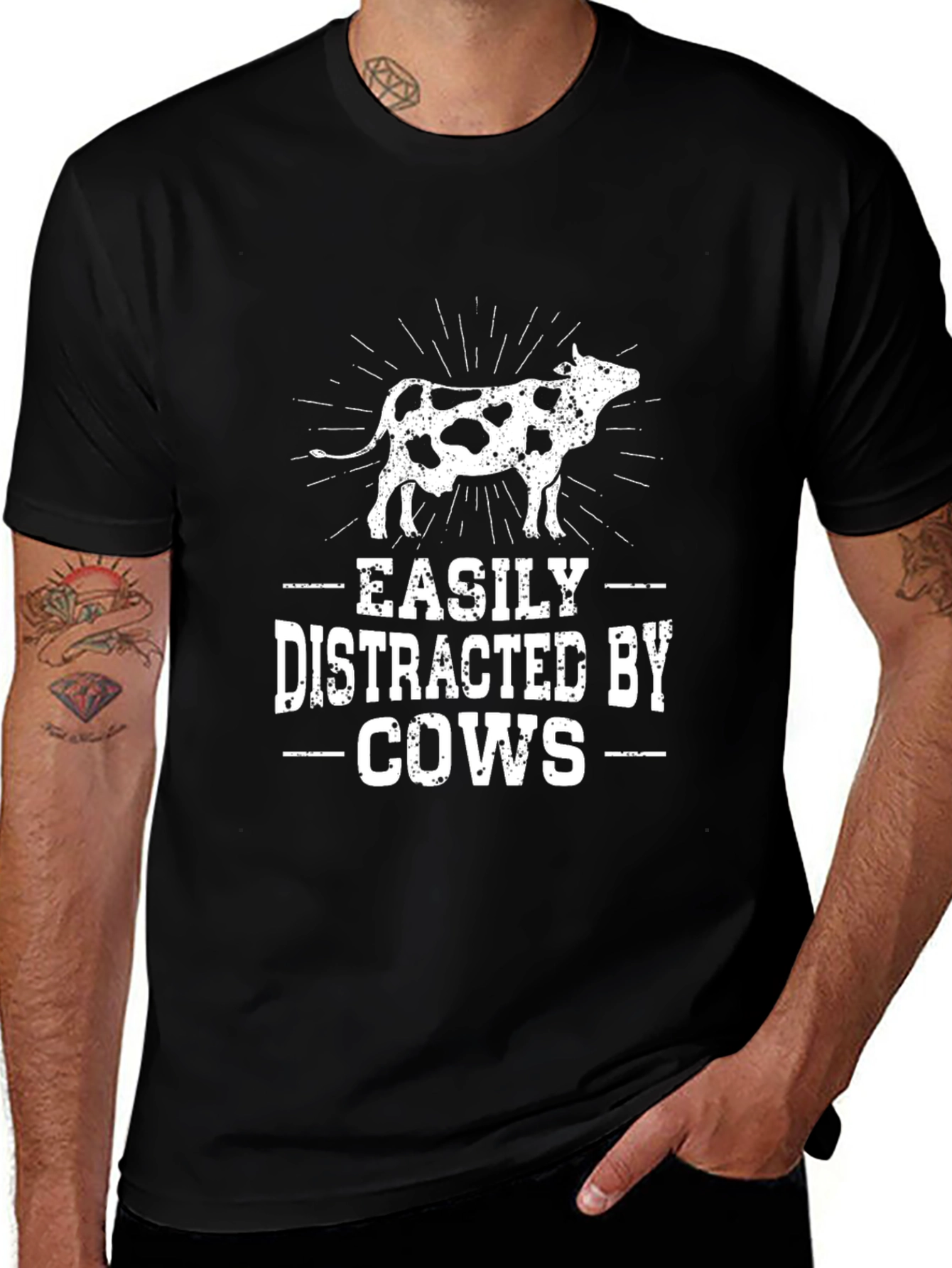 Easily Distracted by Cows Graphic T-Shirt