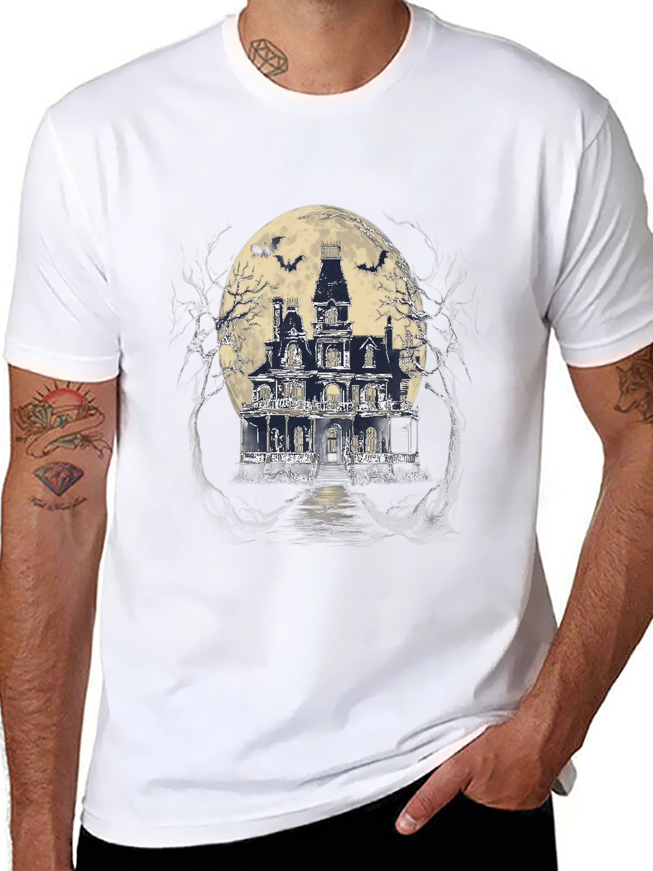 Haunted House Graphic Tee - Spooky Style