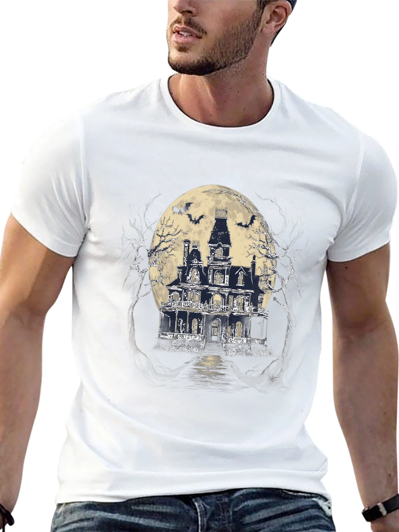 Haunted House Graphic Tee - Spooky Style
