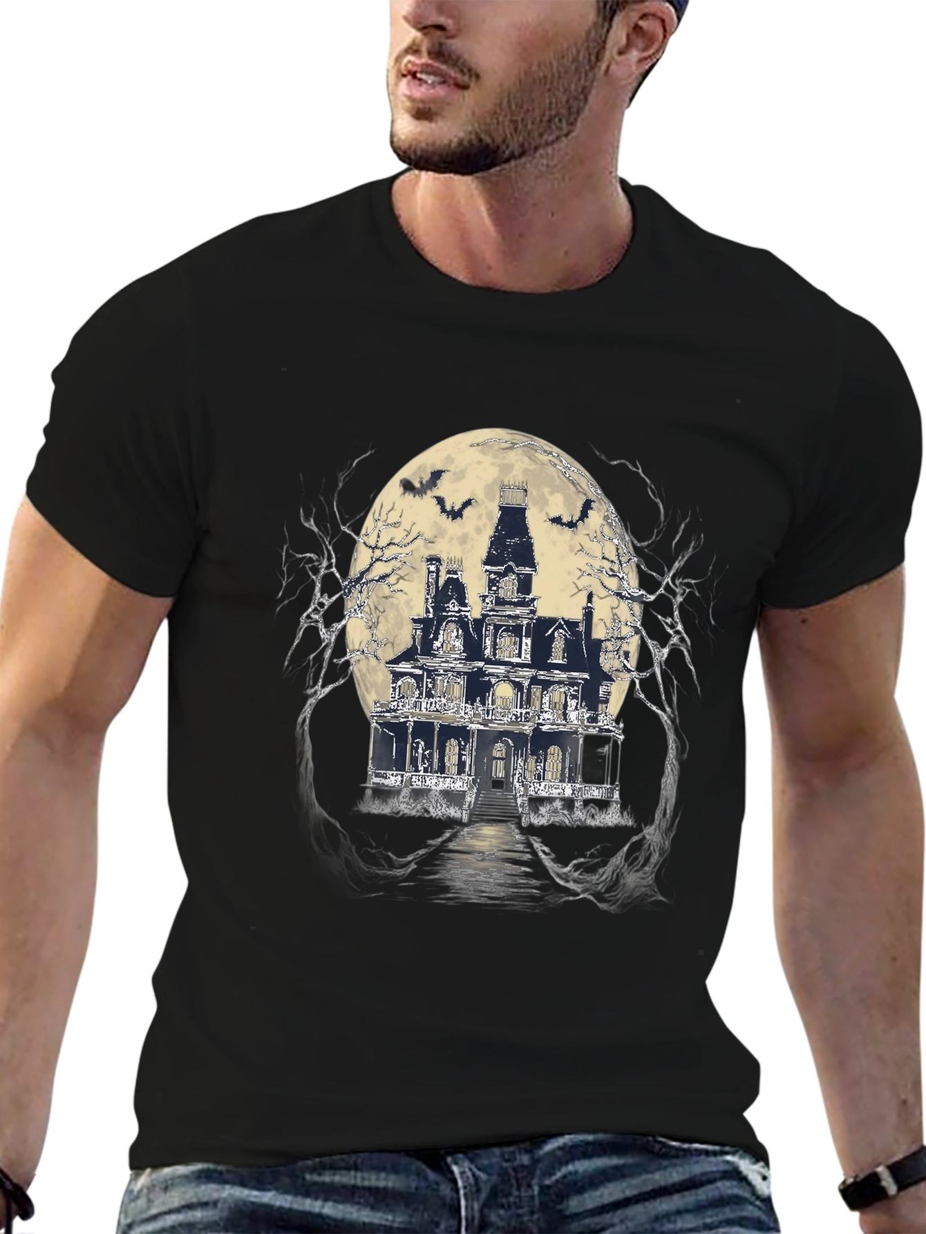 Haunted House Graphic Tee - Spooky Style