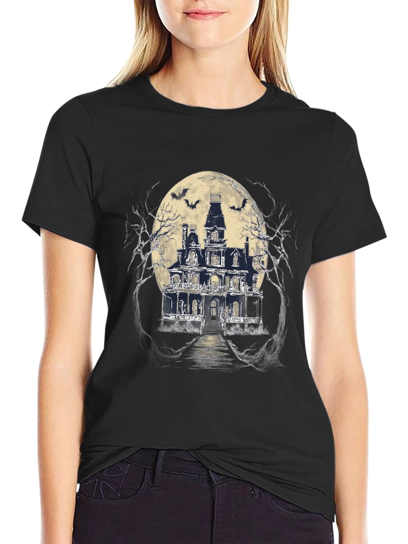 Haunted House Graphic Tee - Spooky Style