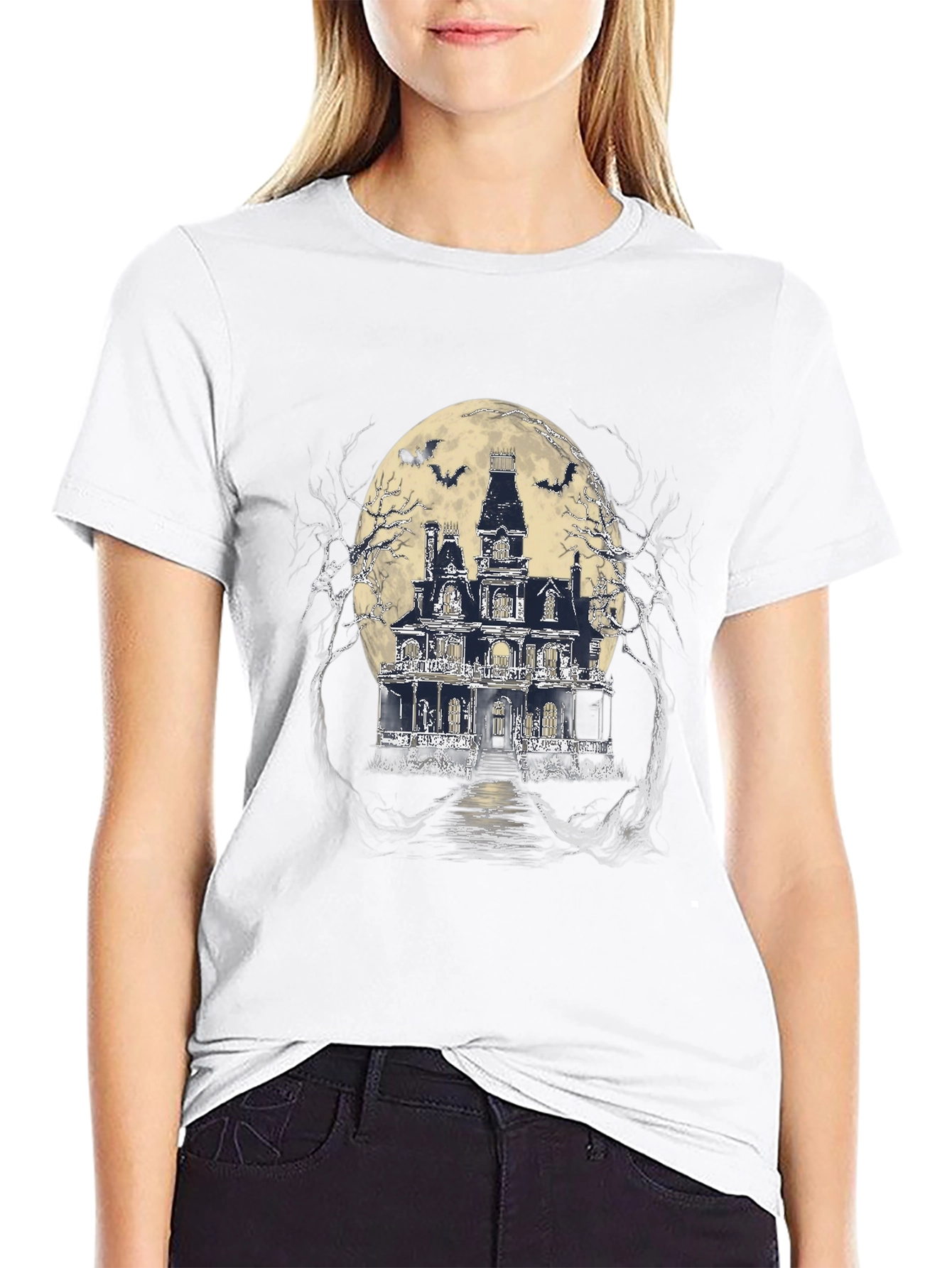 Haunted House Graphic Tee - Spooky Style