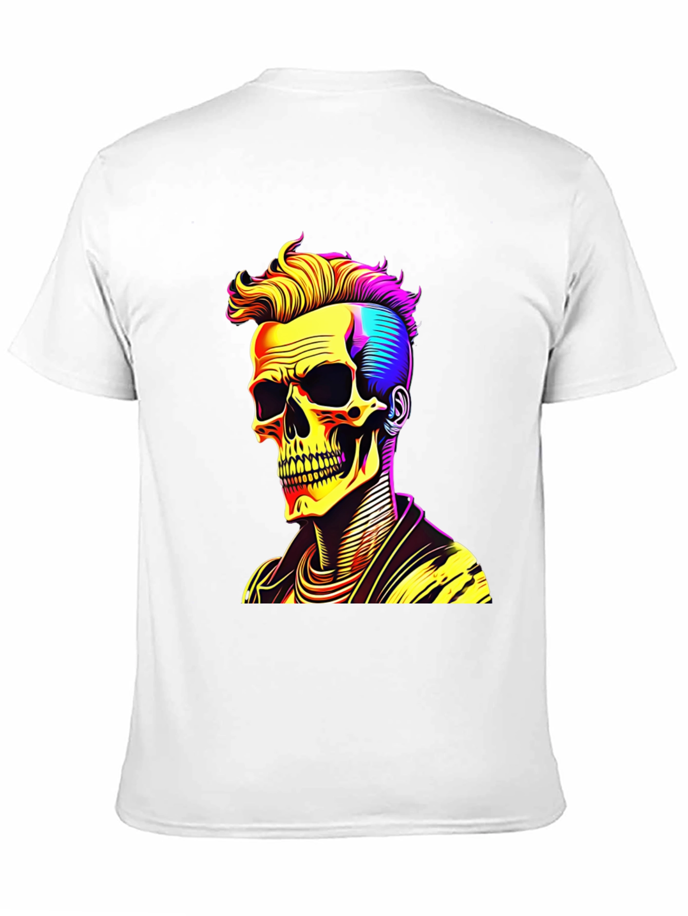 Skull with Punk Hairdo Black T-Shirt