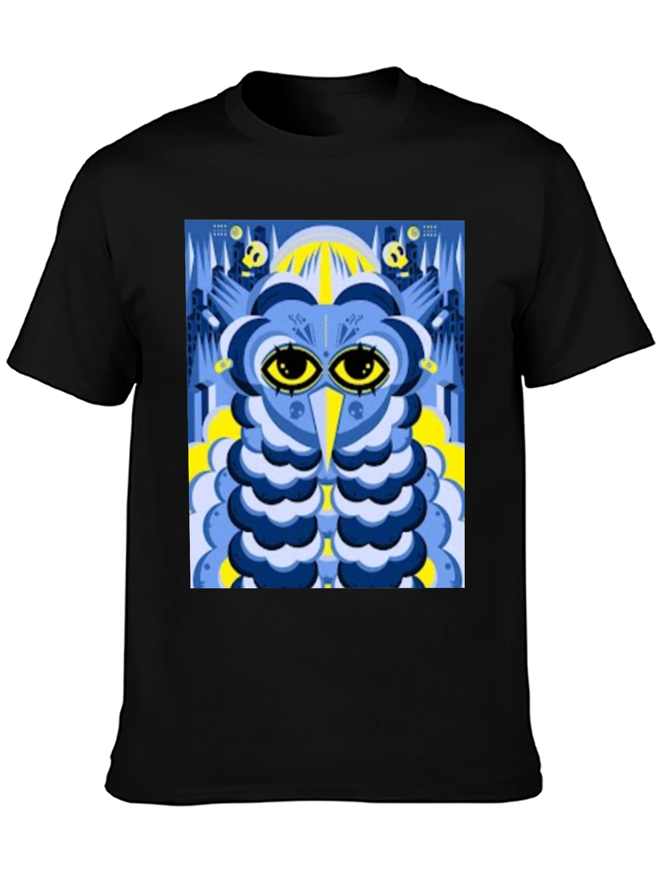 Abstract Owl Graphic Tee - Black Unisex T-Shirt