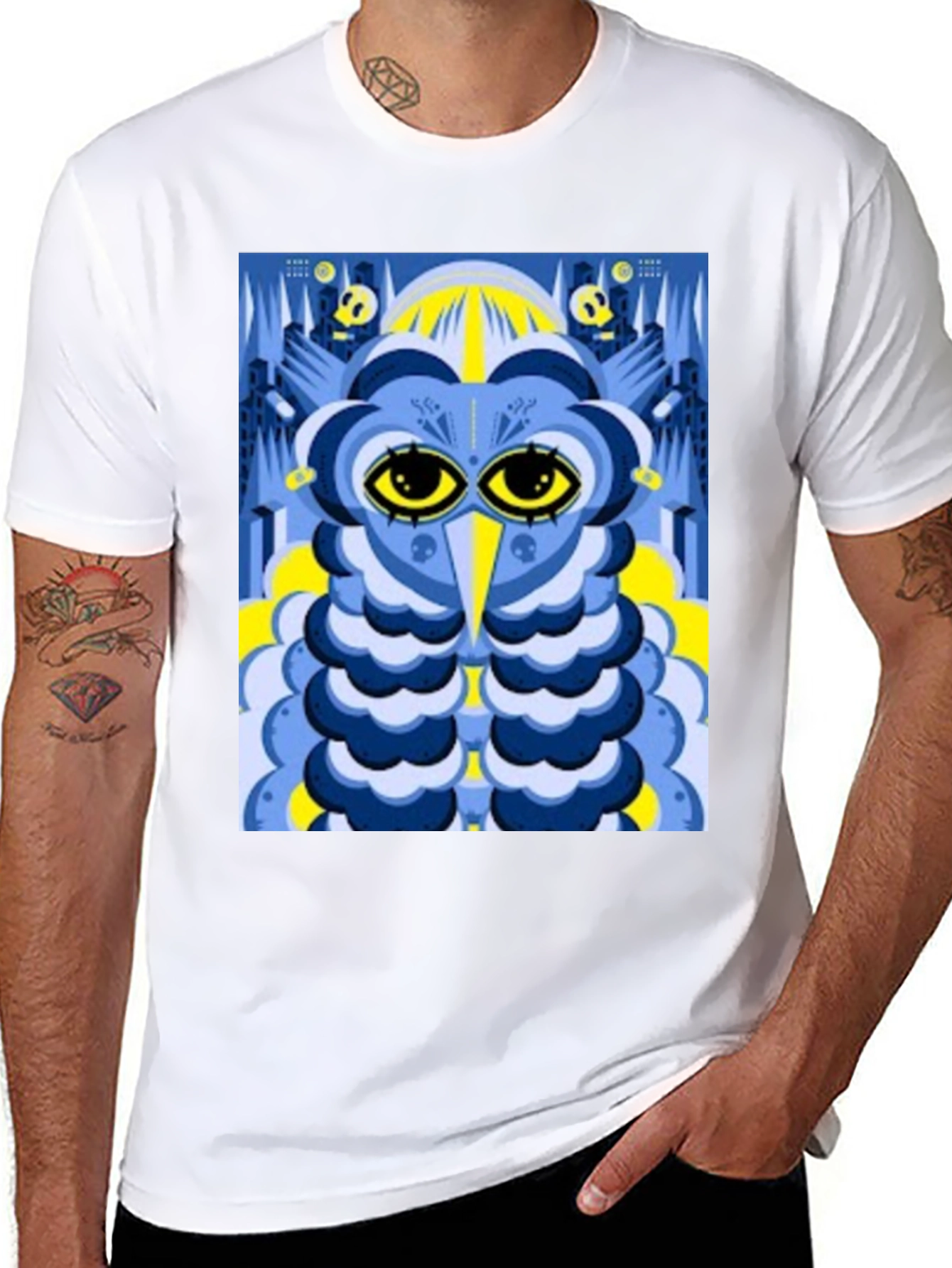 Abstract Owl Graphic Tee - Black Unisex T-Shirt