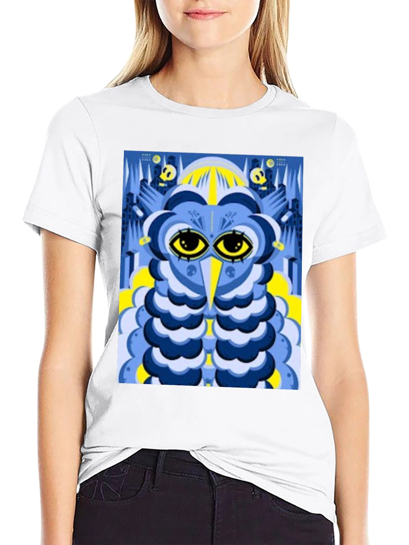 Abstract Owl Graphic Tee - Black Unisex T-Shirt