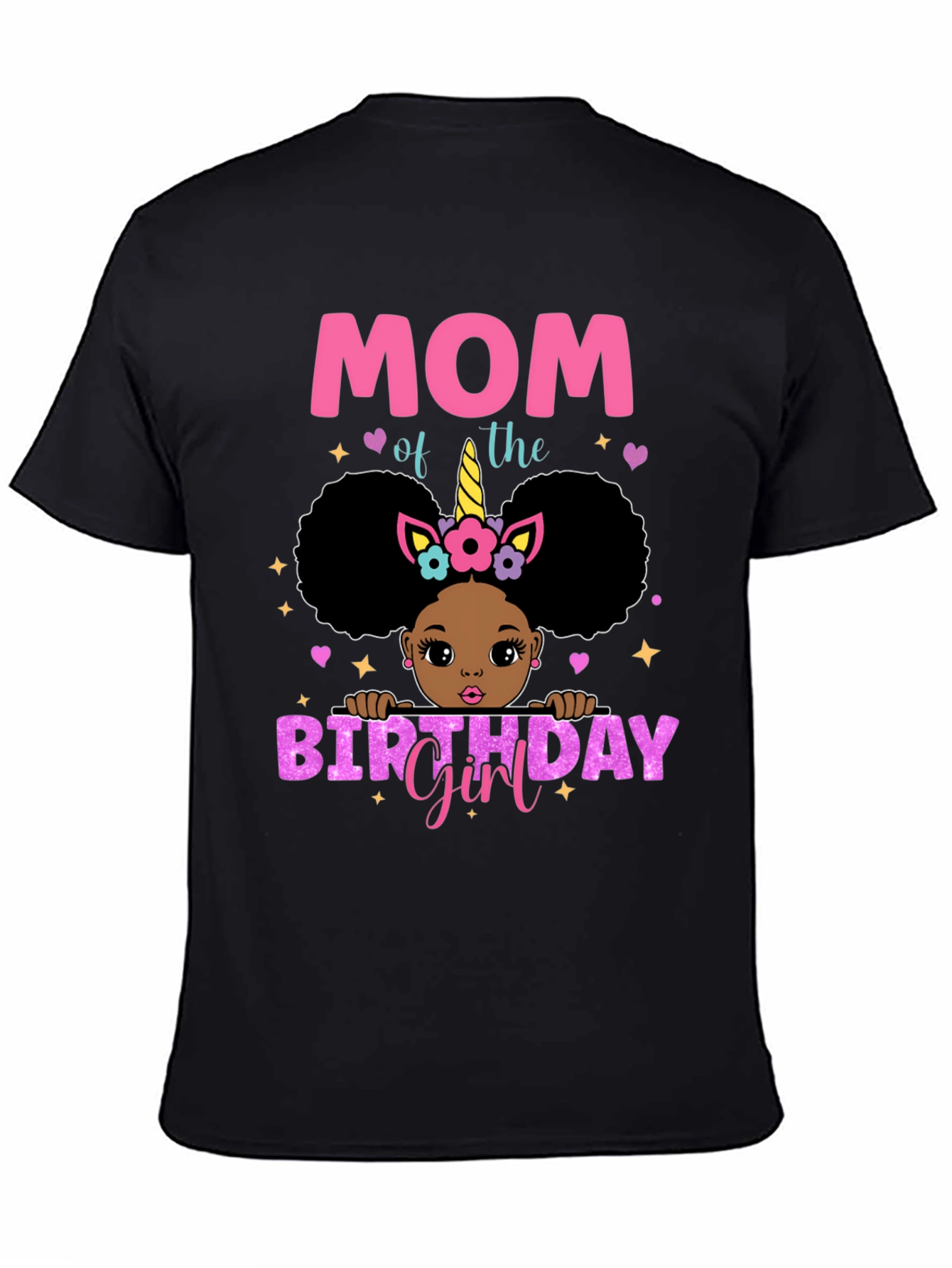 Mom of the Birthday Girl Black T-Shirt