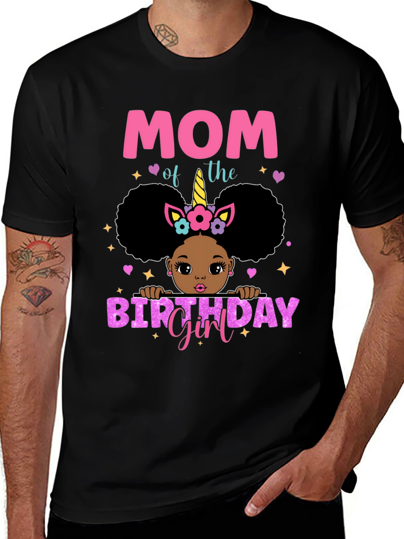 Mom of the Birthday Girl Black T-Shirt