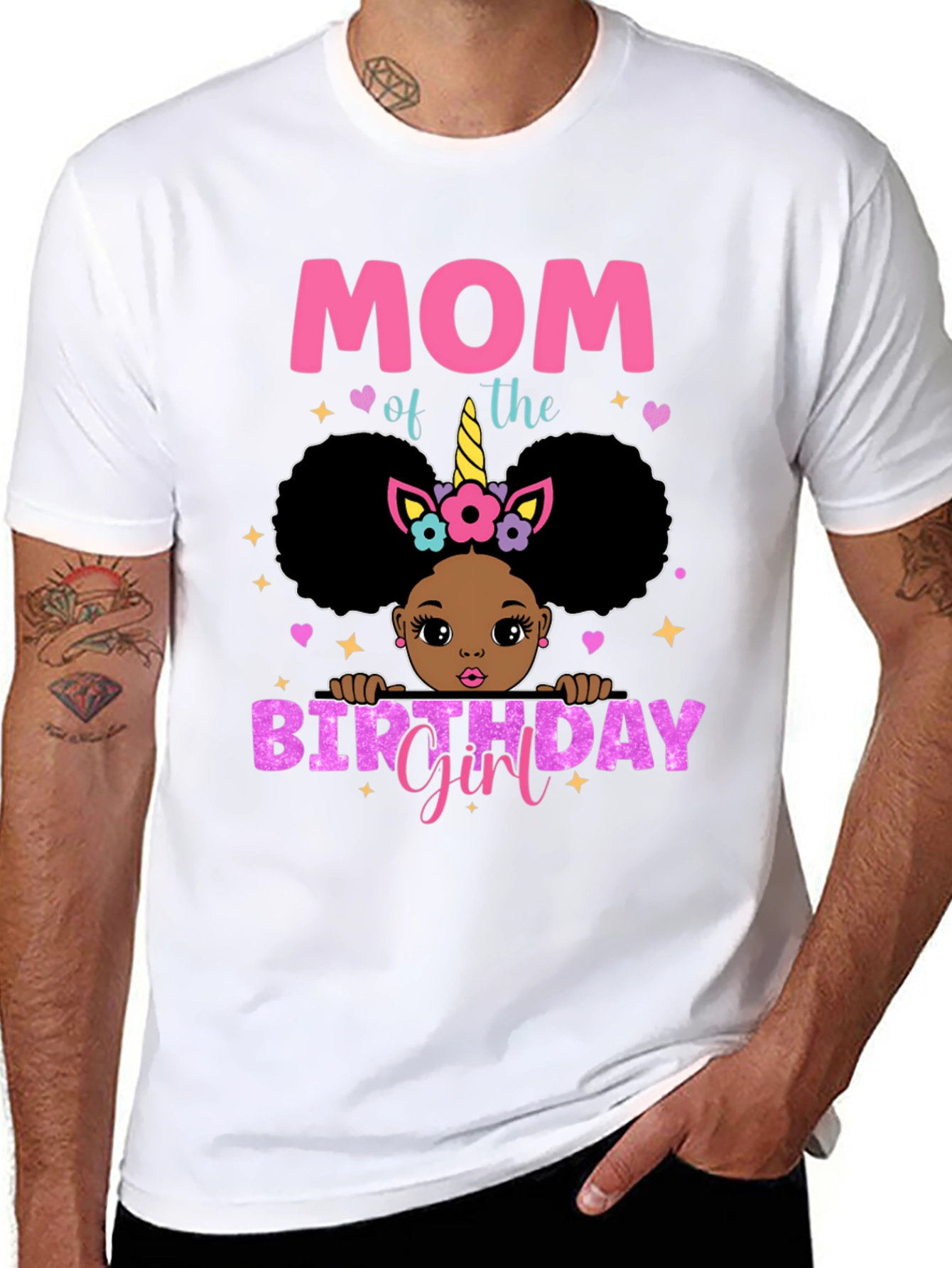 Mom of the Birthday Girl Black T-Shirt