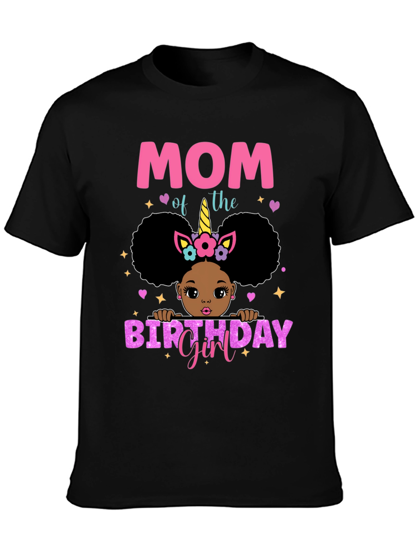 Mom of the Birthday Girl Black T-Shirt