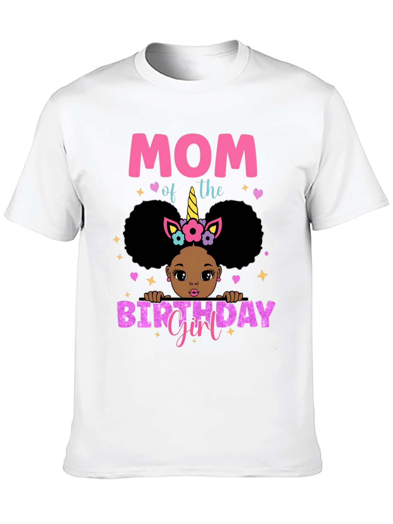 Mom of the Birthday Girl Black T-Shirt