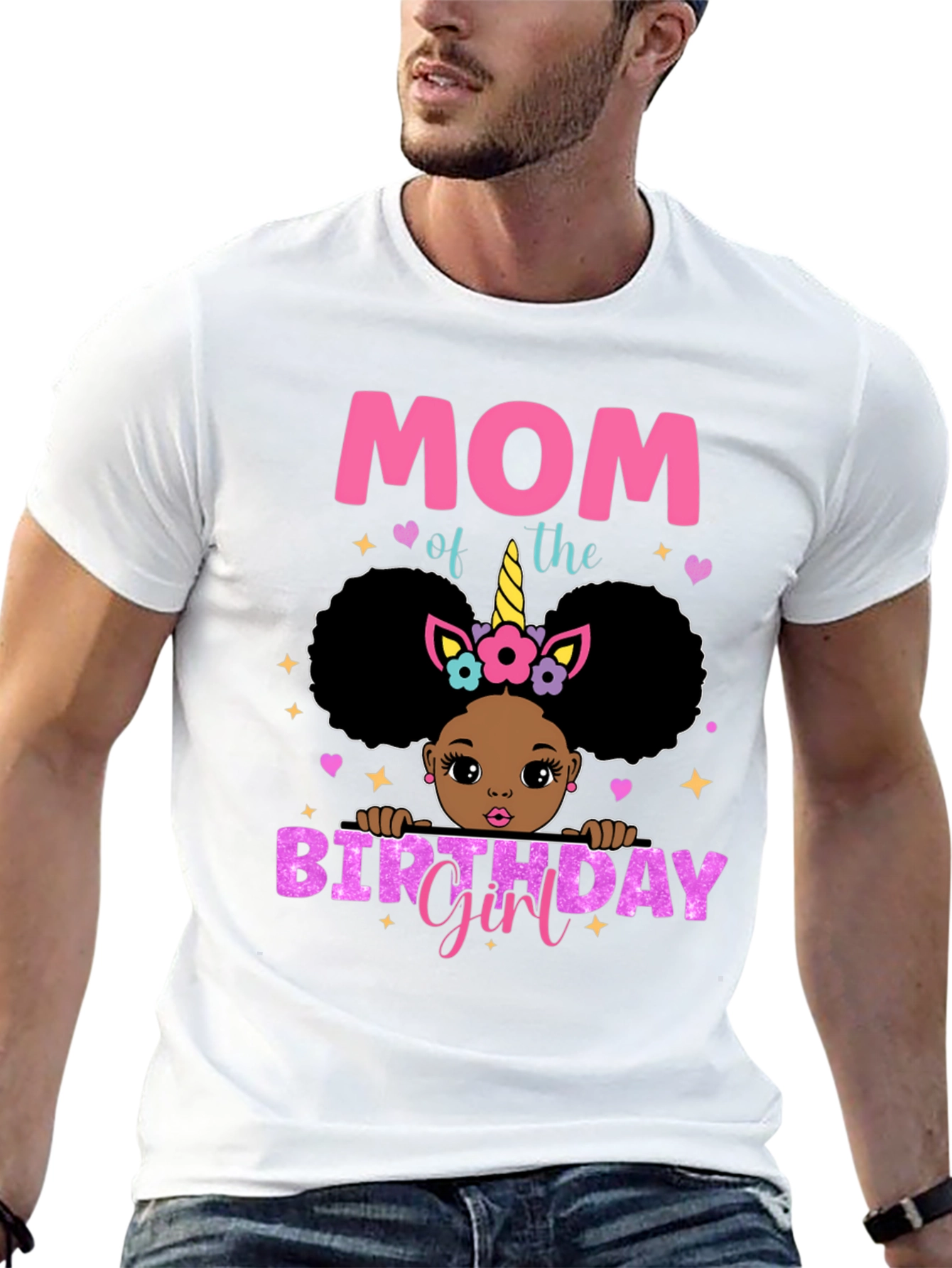 Mom of the Birthday Girl Black T-Shirt