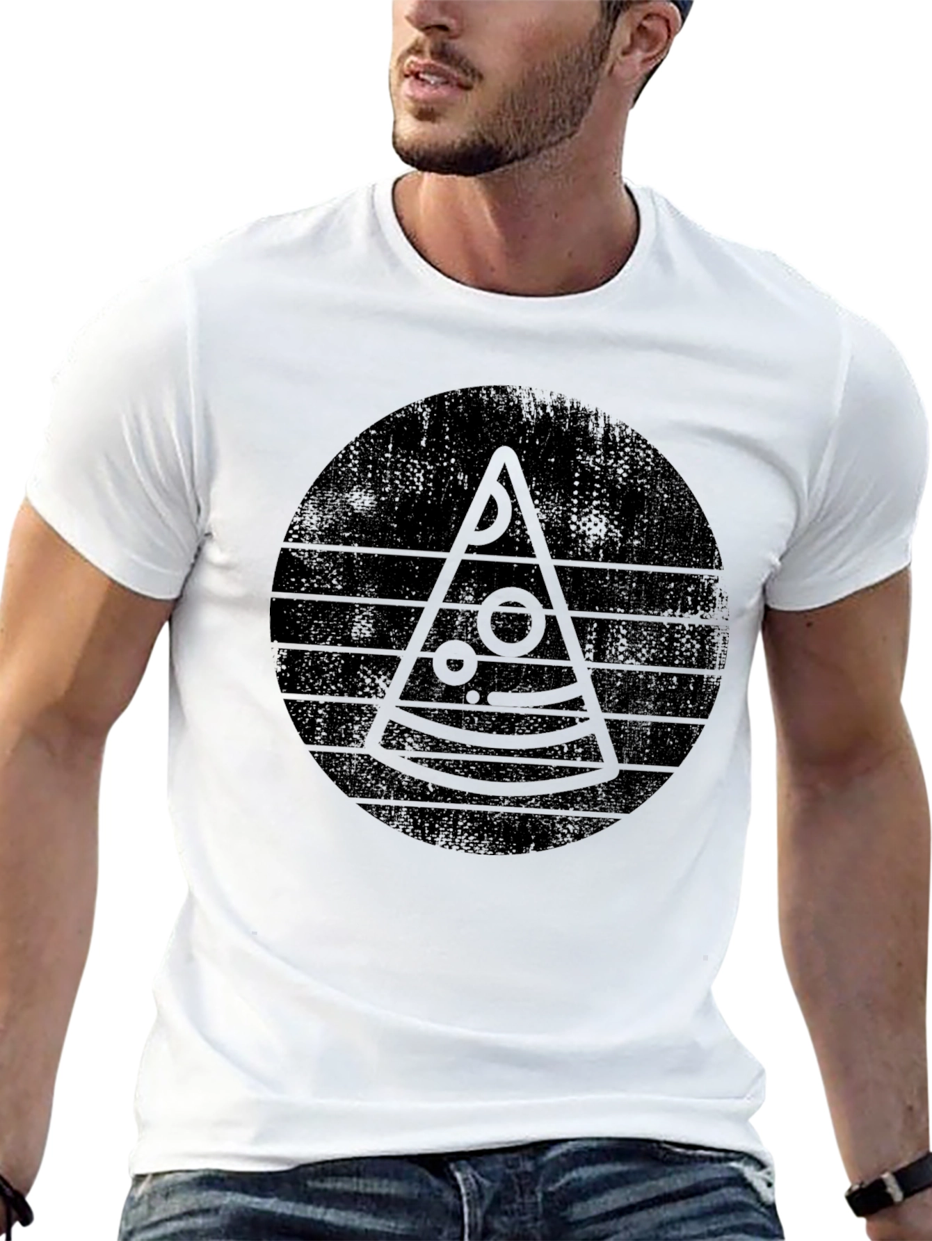 Retro Pizza Graphic Tee - Unisex Black T-Shirt