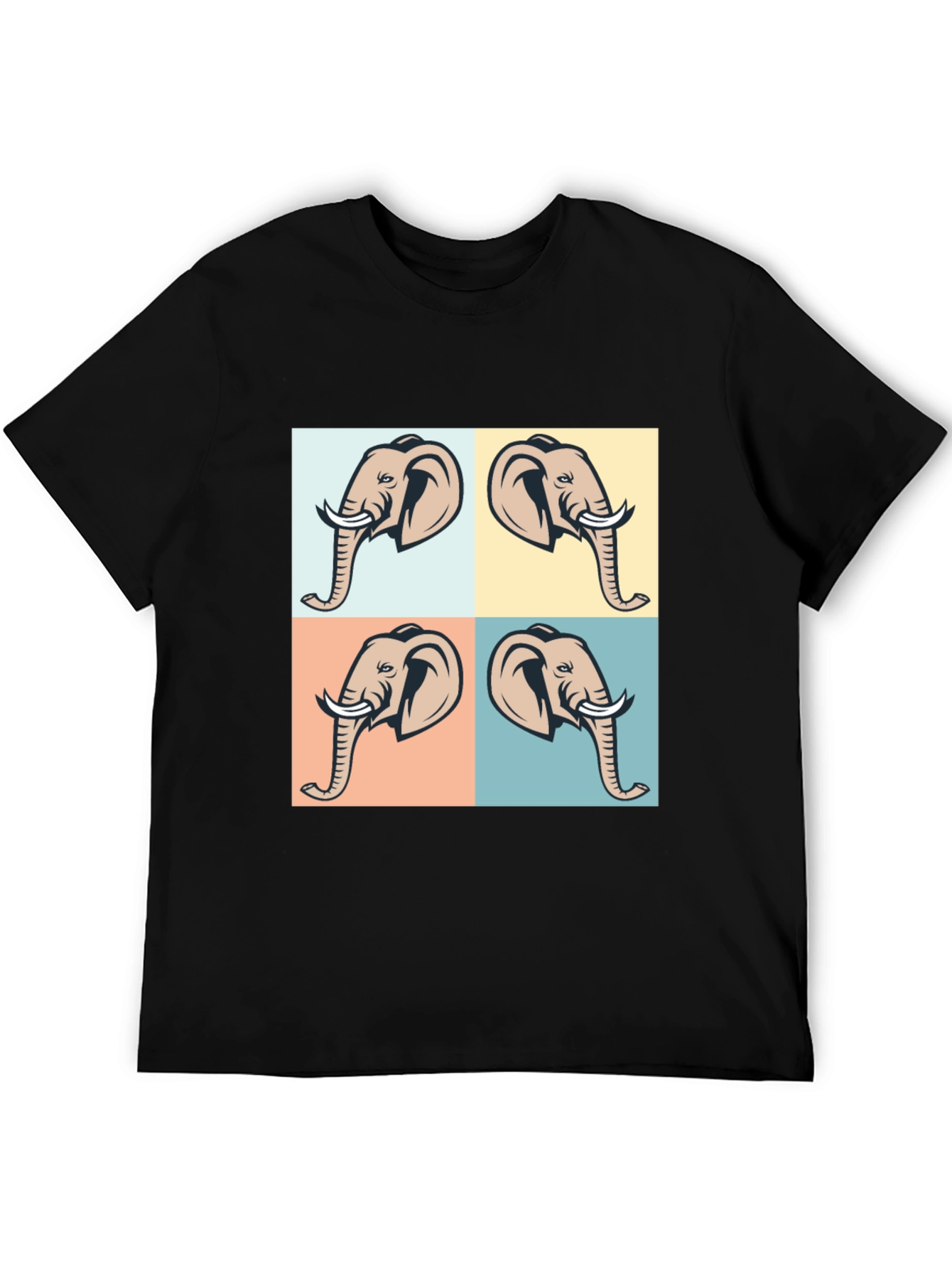 Elephant Pop Art Black T-Shirt