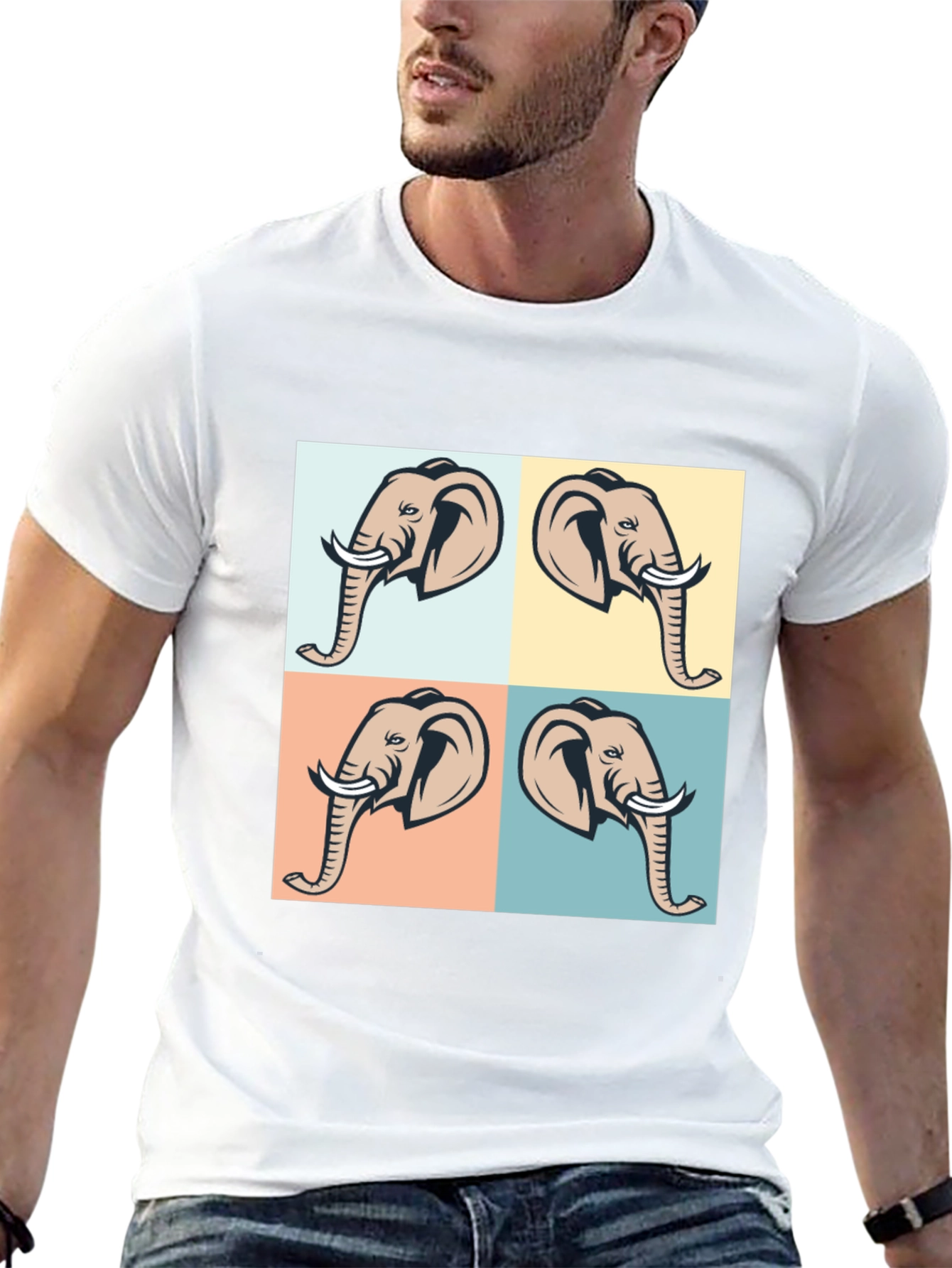 Elephant Pop Art Black T-Shirt