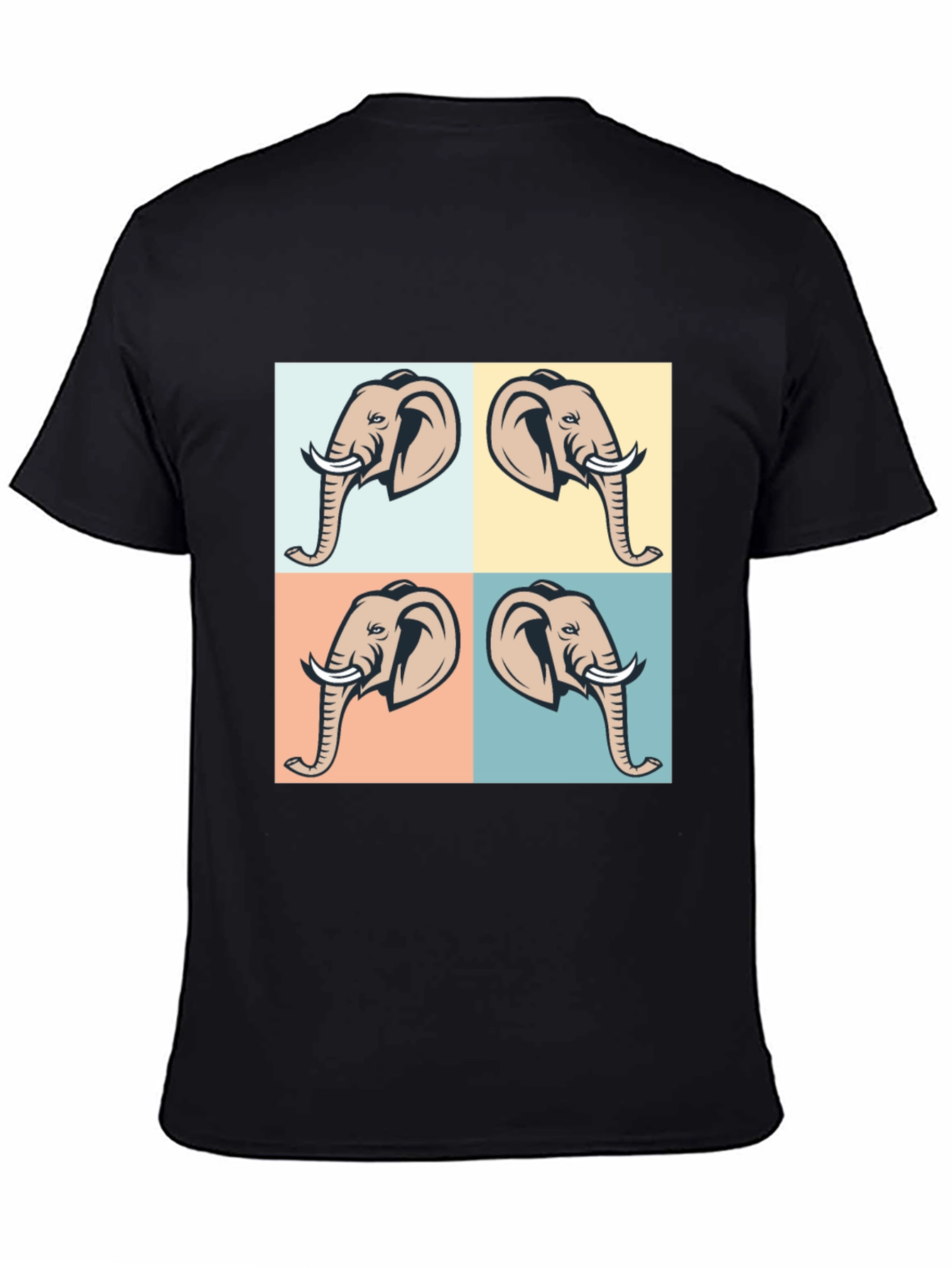 Elephant Pop Art Black T-Shirt
