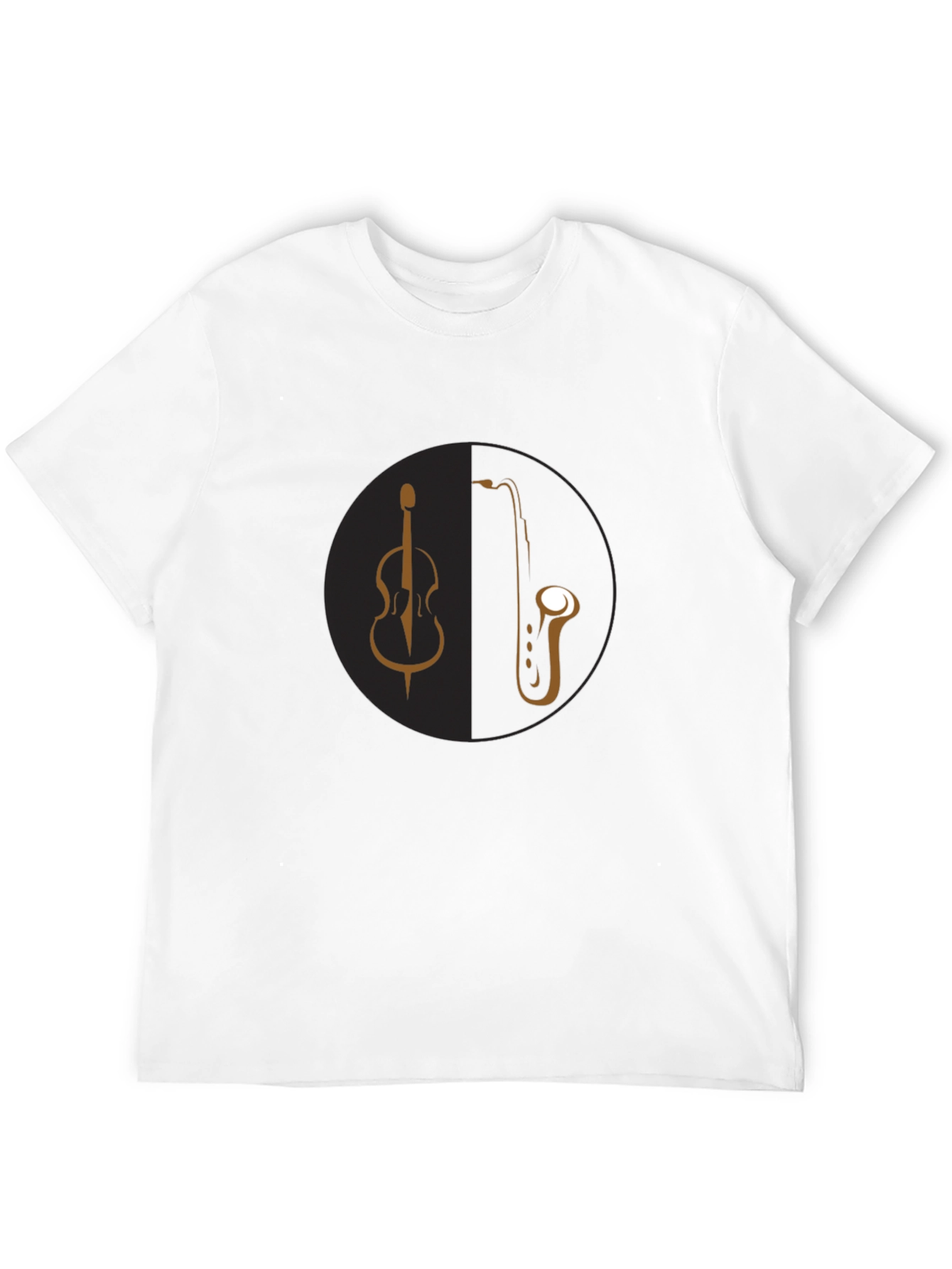 Music Lovers Tee: Bass & Saxophone Black T-Shirt