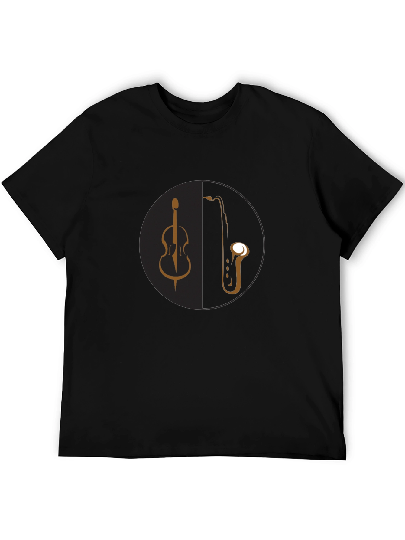 Music Lovers Tee: Bass & Saxophone Black T-Shirt