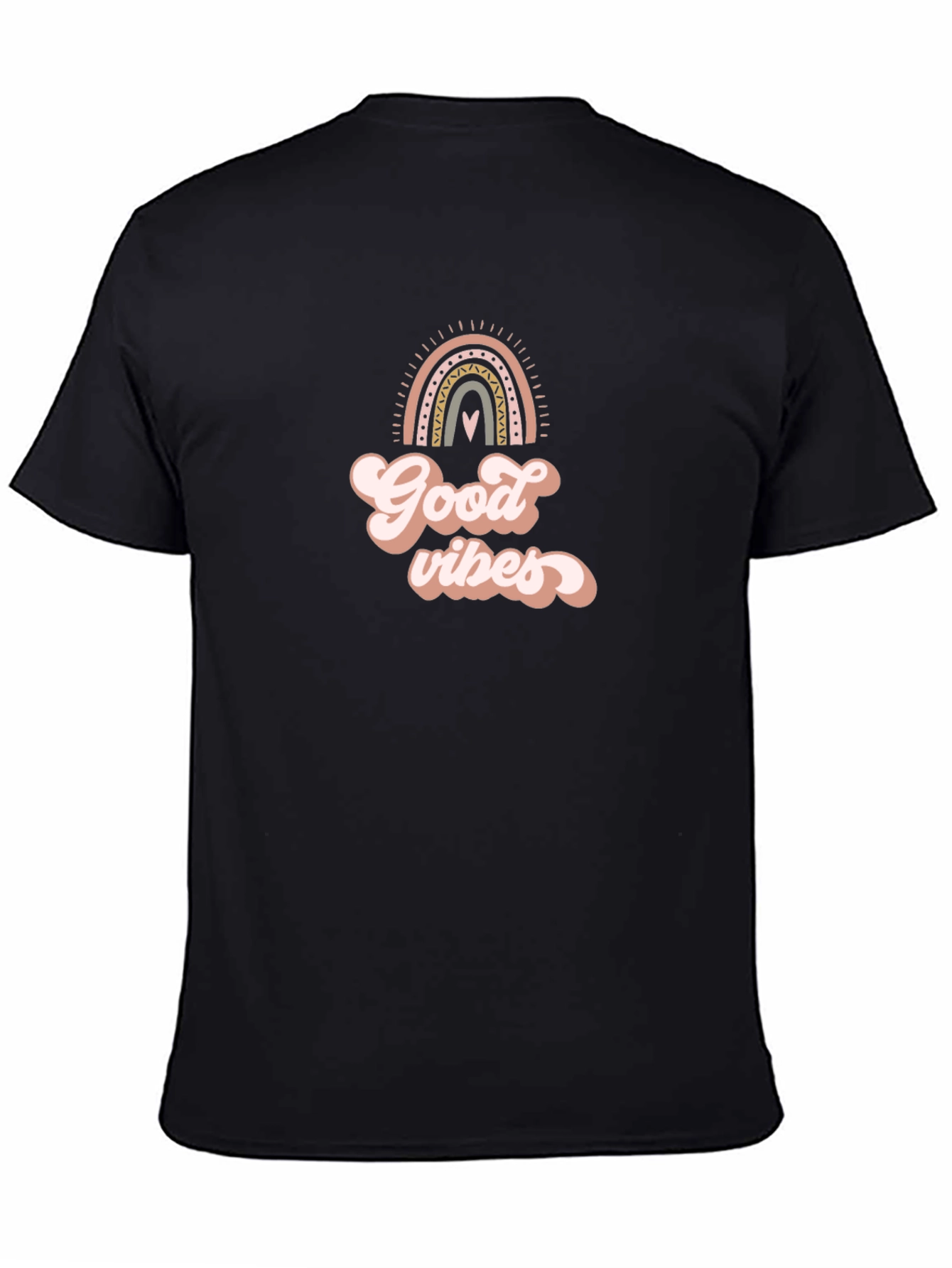 Good Vibes Rainbow Graphic Tee - Soft Black T-Shirt