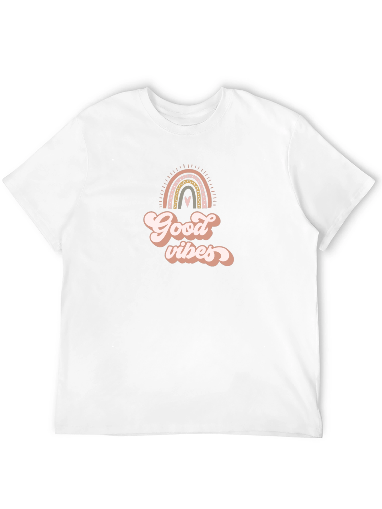 Good Vibes Rainbow Graphic Tee - Soft Black T-Shirt