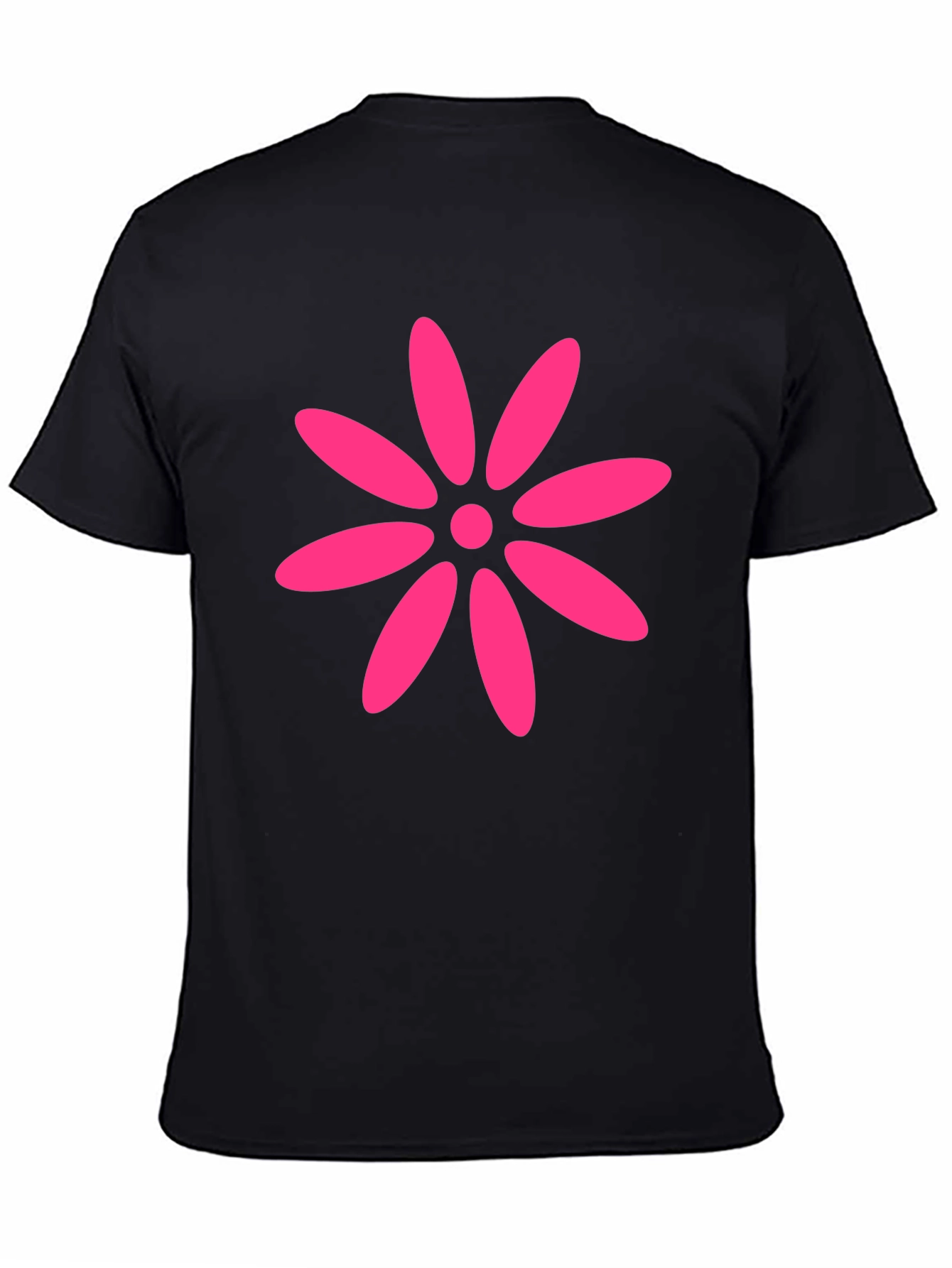 Black T-Shirt with Pink Flower Graphic