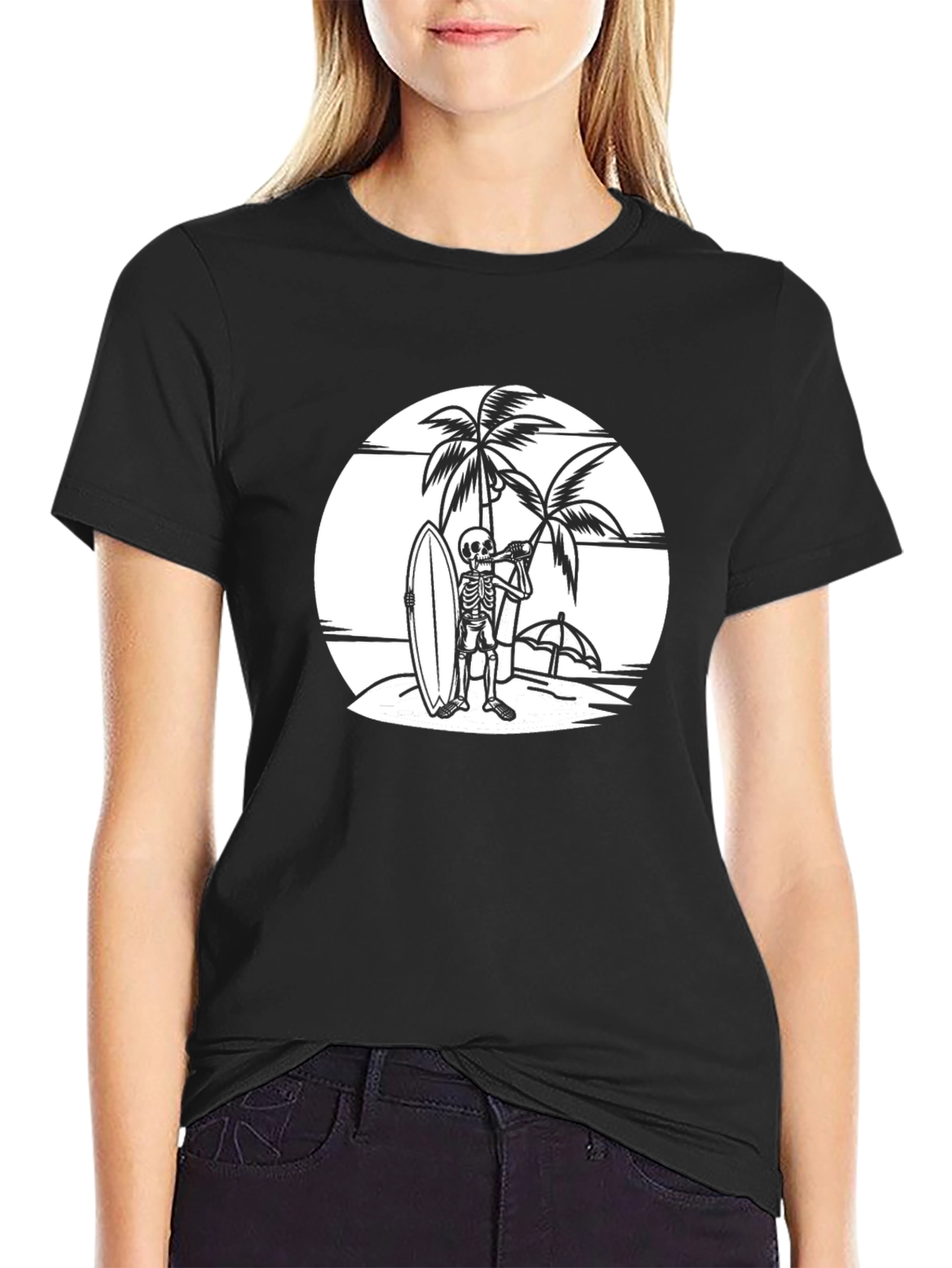 Skeleton Surfer T-Shirt - Beach Vibes
