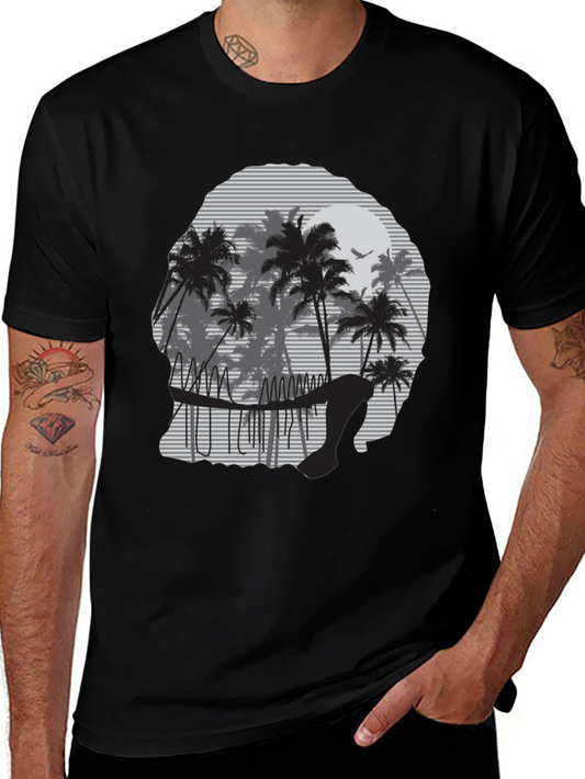 Sunset Palm Tree Graphic Tee - Mens Black T-Shirt
