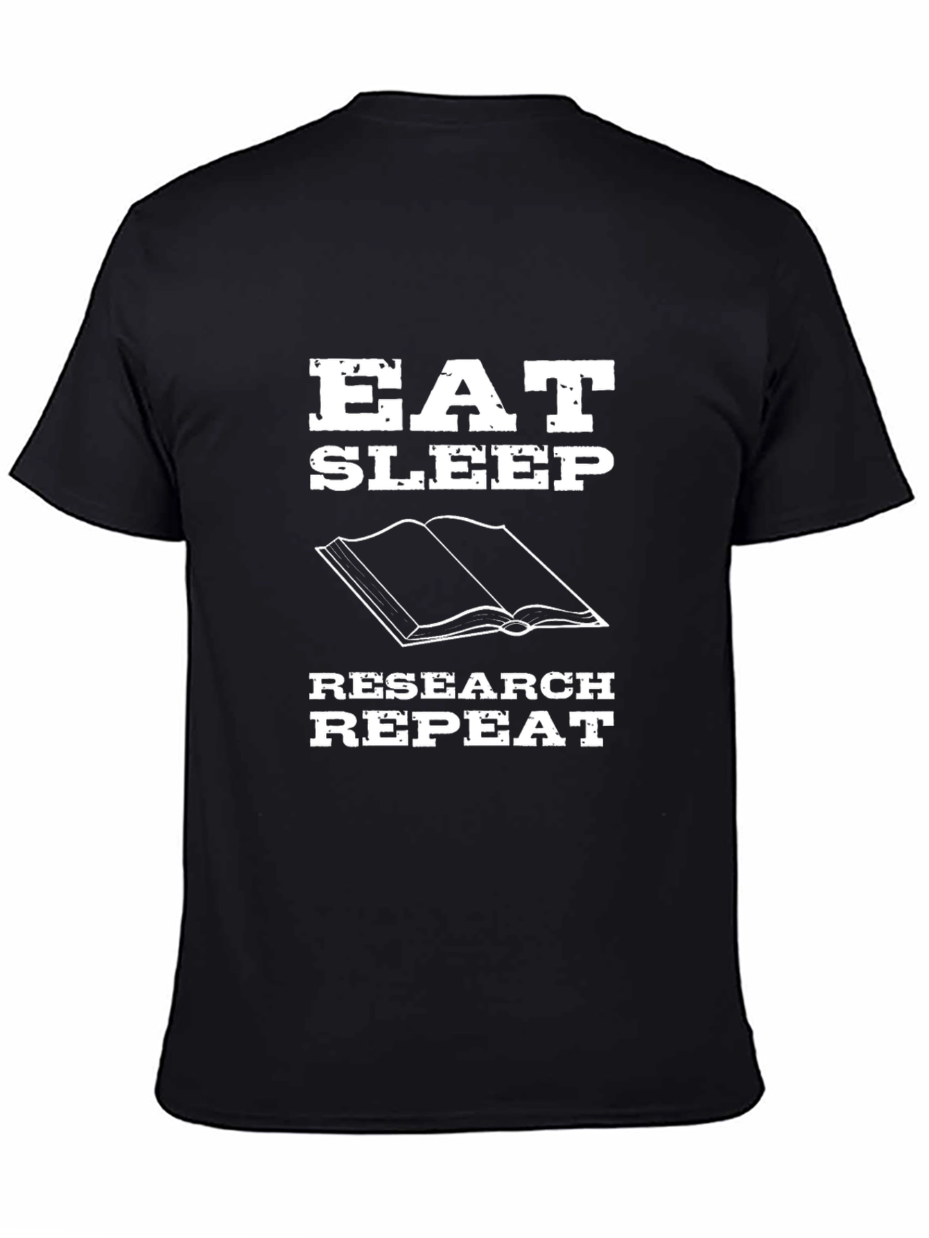 Eat Sleep Research Repeat Black Graphic Tee