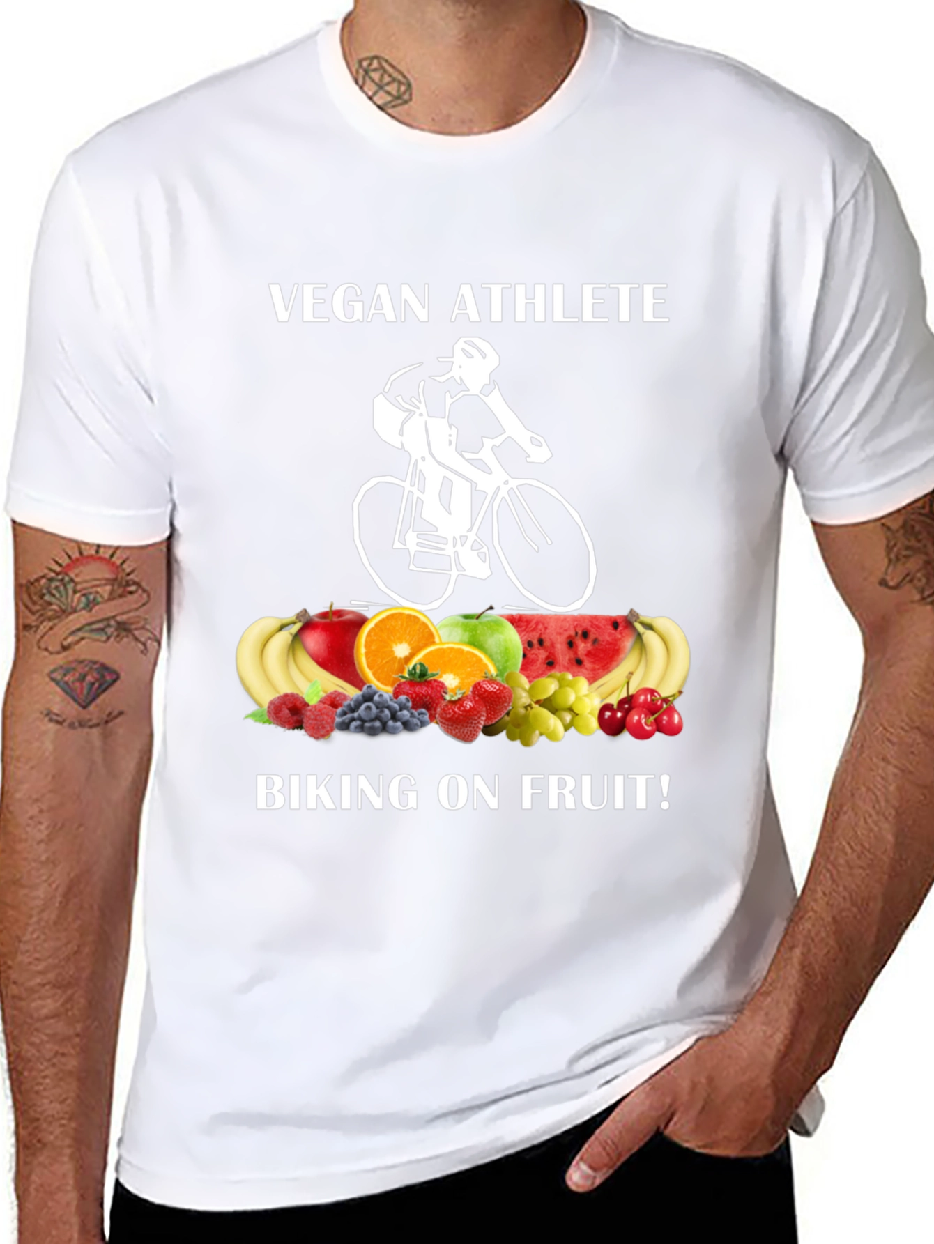 Vegan Athlete Biking On Fruit T-Shirt