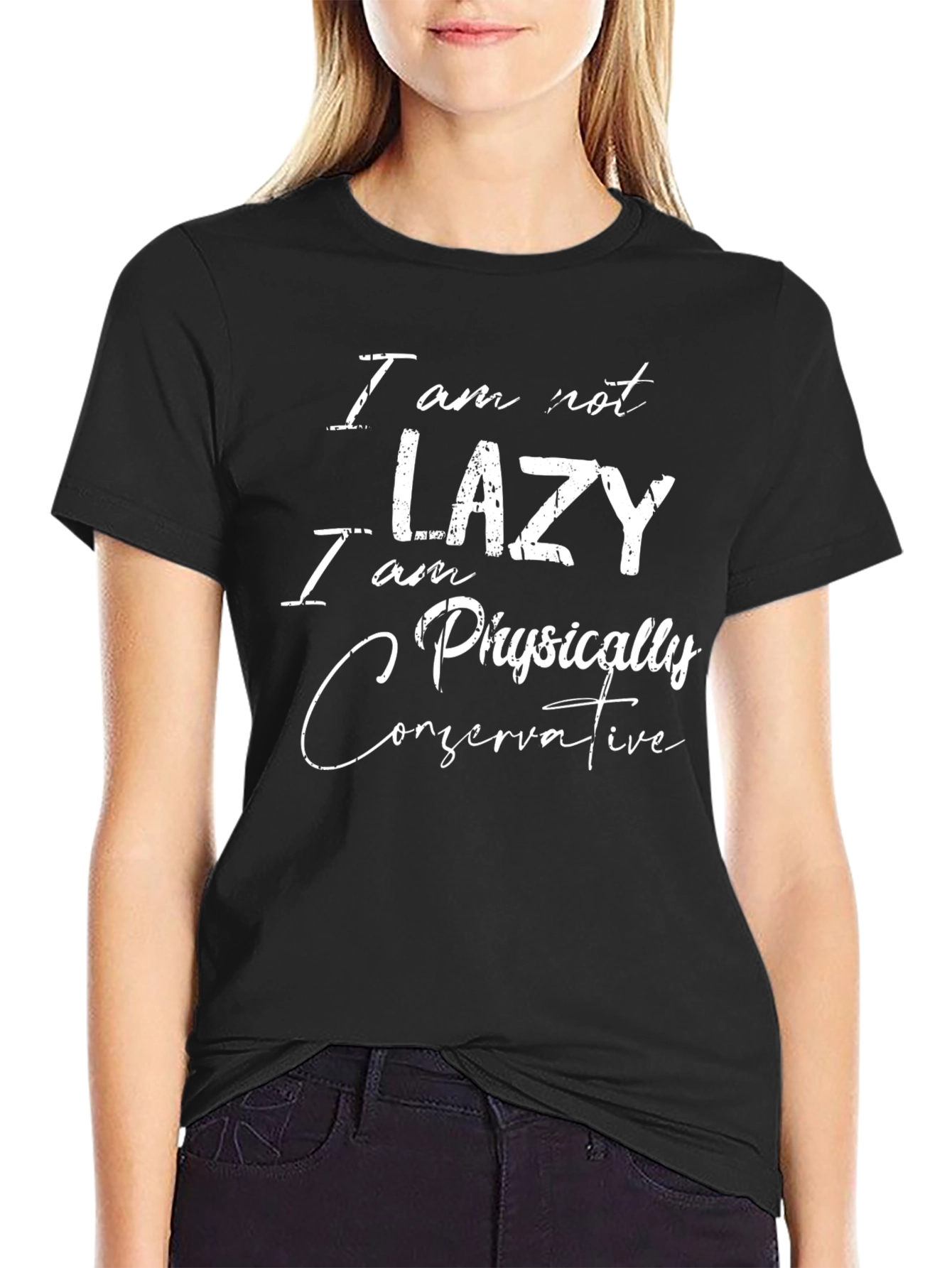 Funny Lazy Physically Conservative Graphic Mens T-Shirt