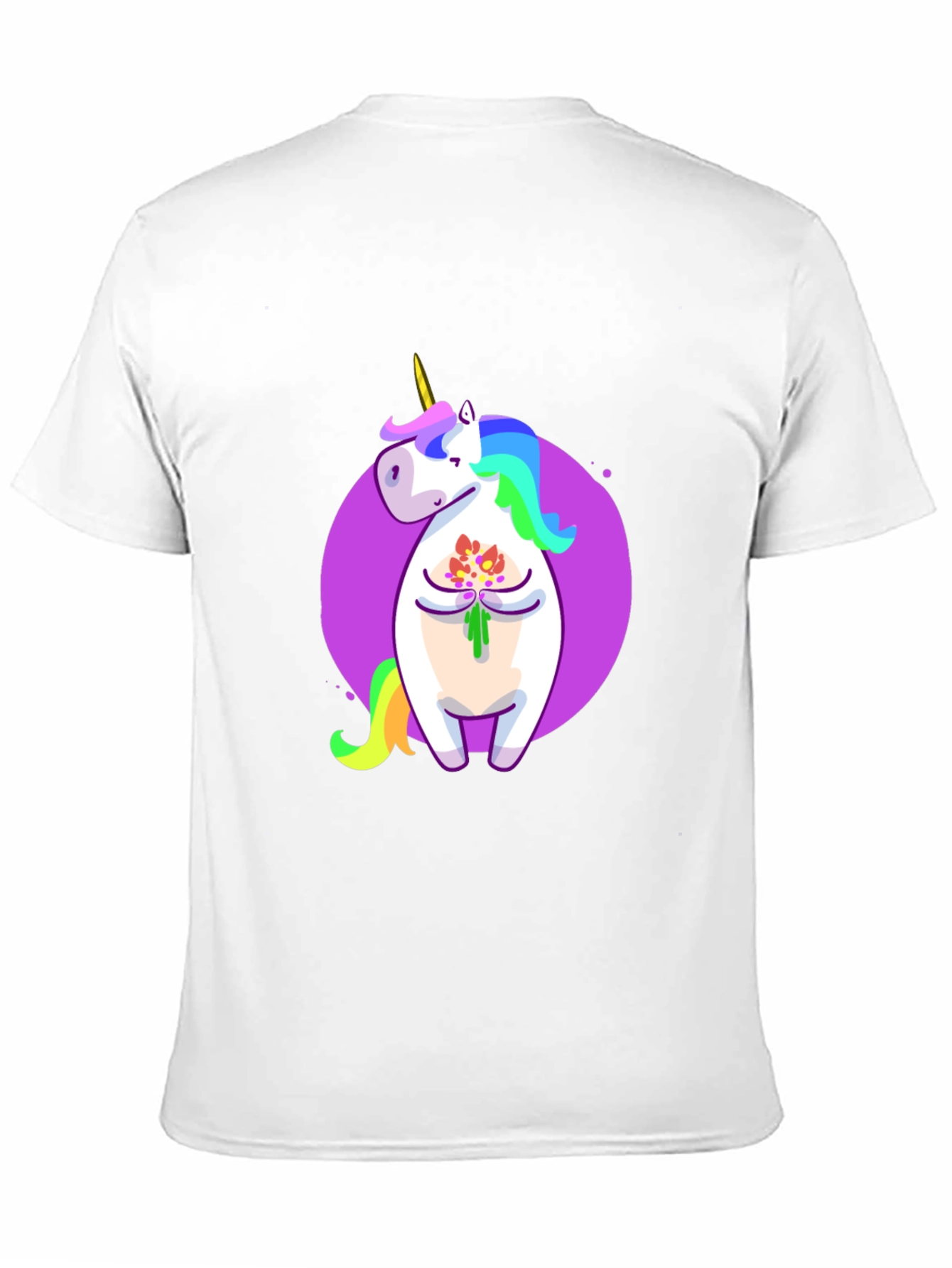 Unicorn Flower Graphic Black T-Shirt